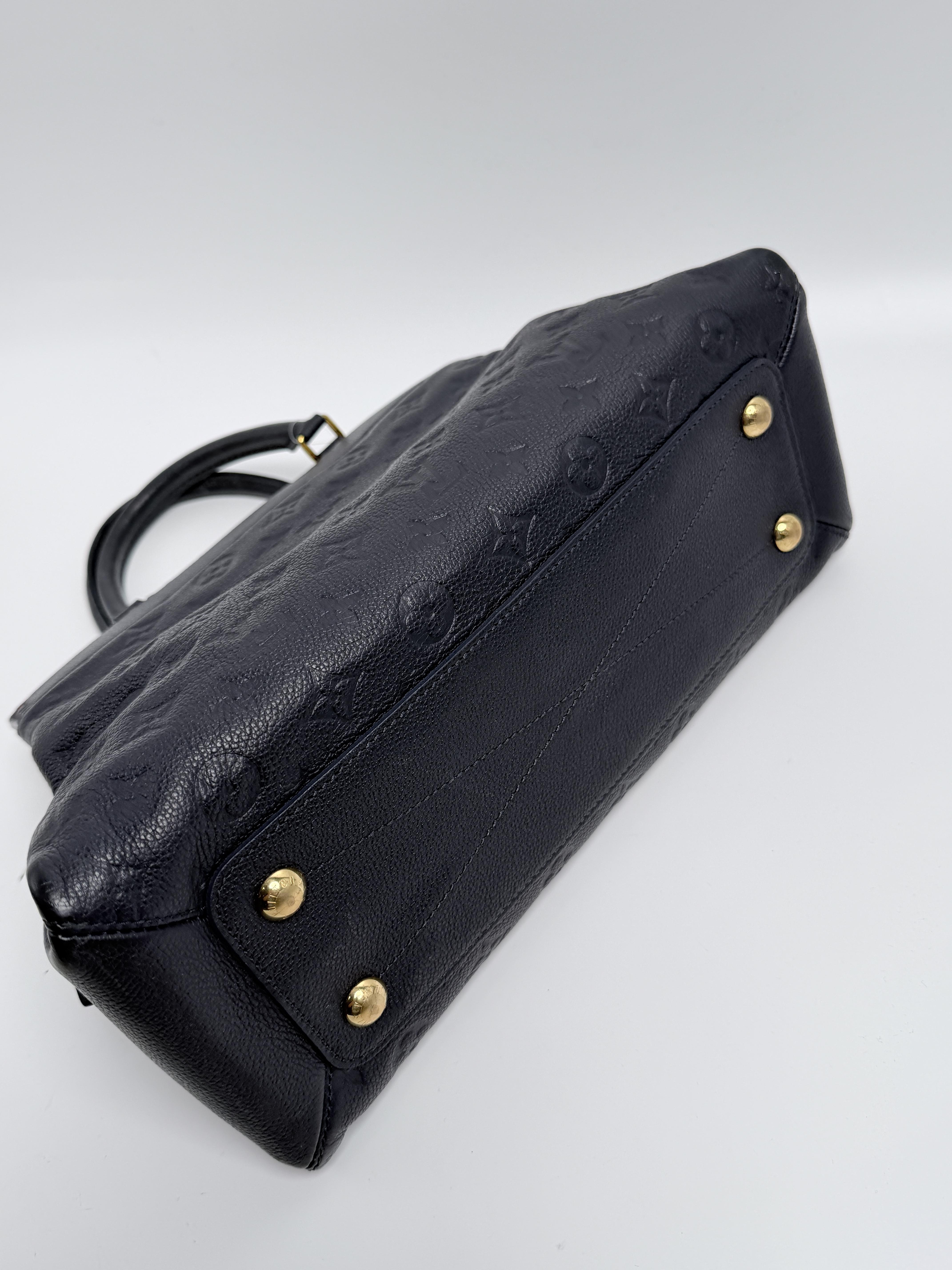 Pre-owned Louis Vuitton Leather Shoulder Bags Monogram Empreinte Vosges MM Bag Marine Rouge Top Handle Handbag ZS049LV