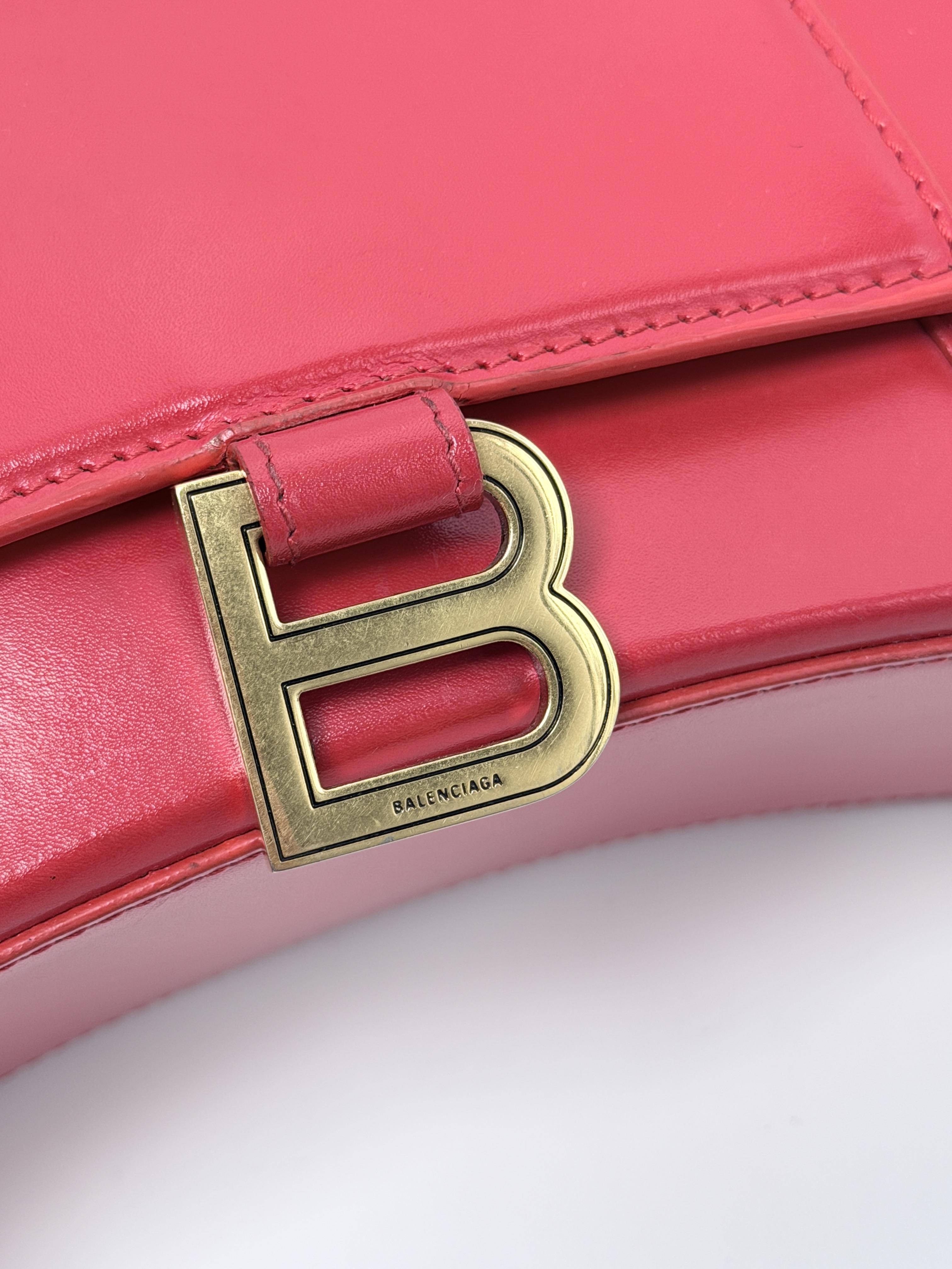Balenciaga Hourglass Small Top Handle Handbag Crossbody Bag Box Red JD1229BB