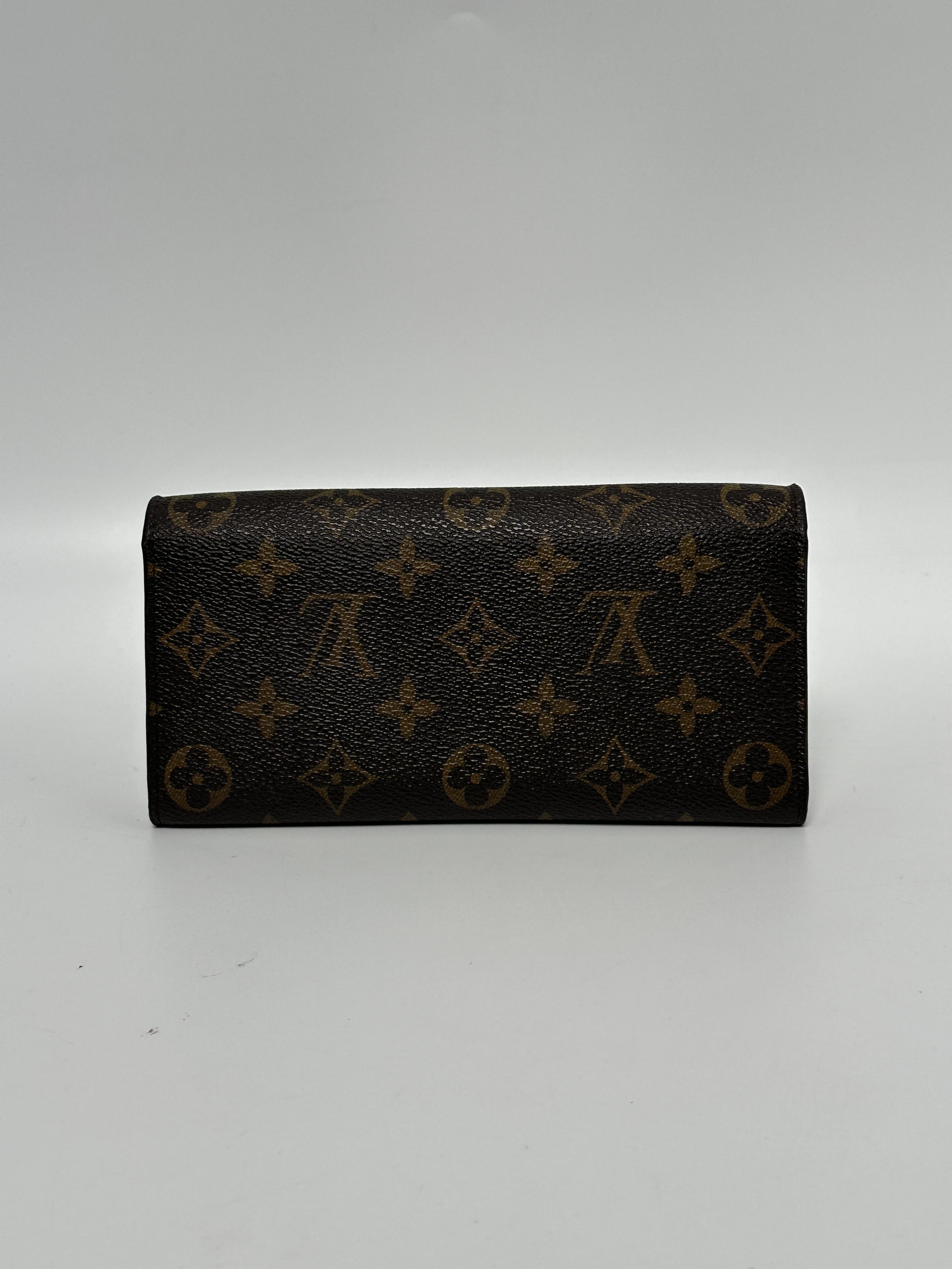 Pre-owned Louis Vuitton Canvas Clutches & Wristlets Emilie Long Flap Wallet Monogram Coquelicot JE351LV