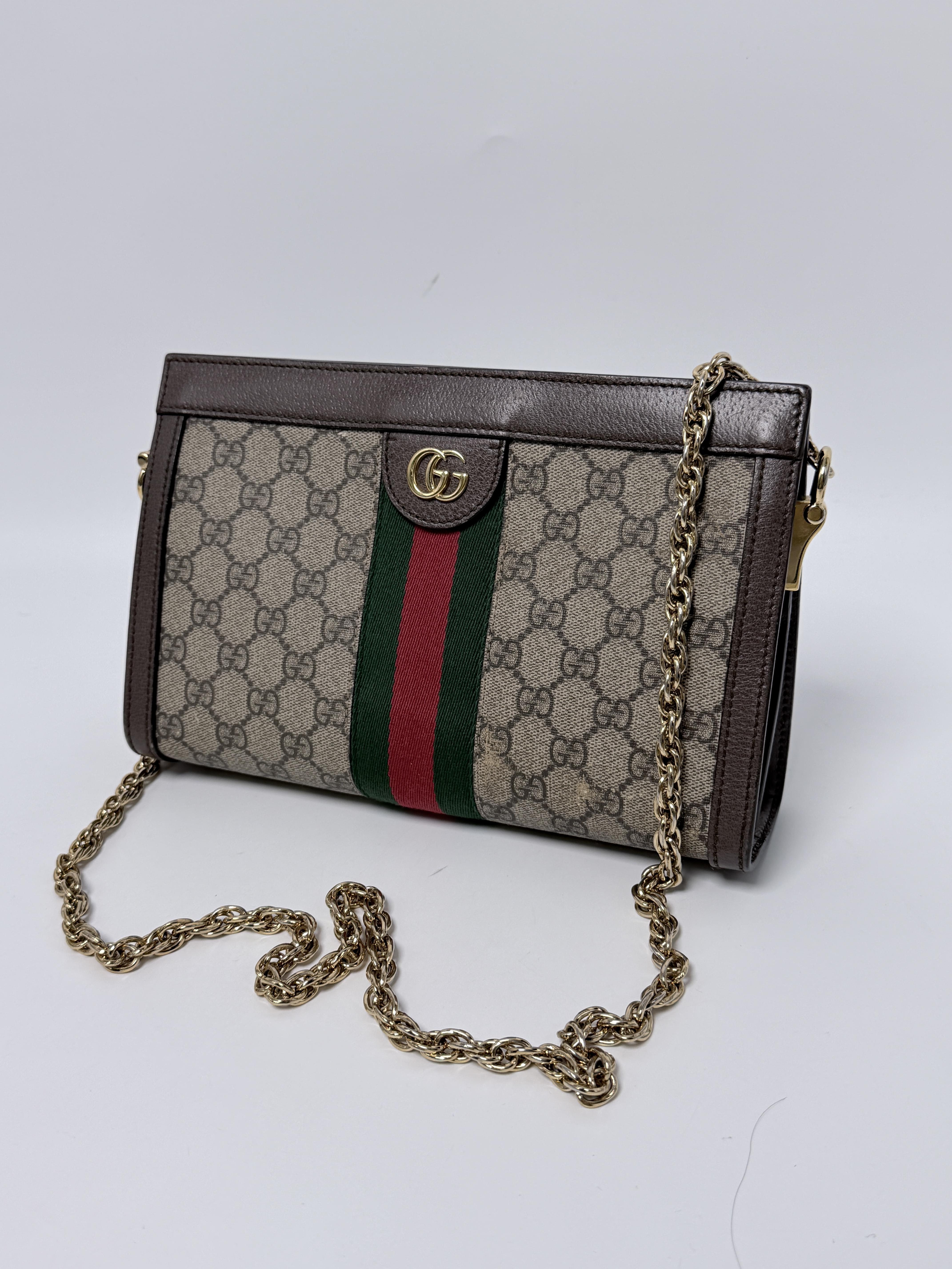Pre-owned GUCCI Canvas Crossbody Bags GG Supreme Ophidia Small Shoulder Crossbody Bag Brown BIN003GG