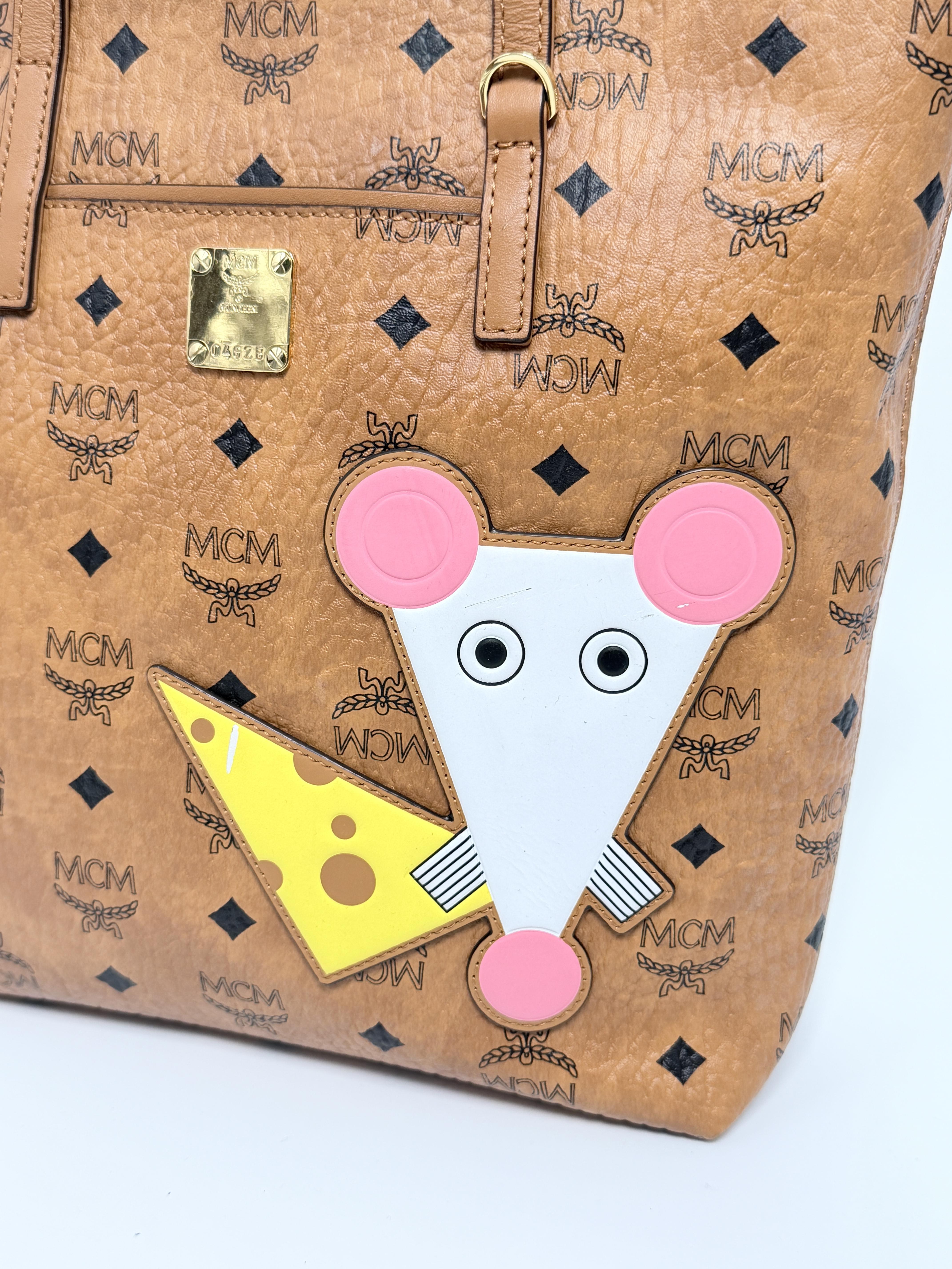 Visetos Mouse & Cheese Tote Bag Top Handle Crossbody Authentic JD059MCM