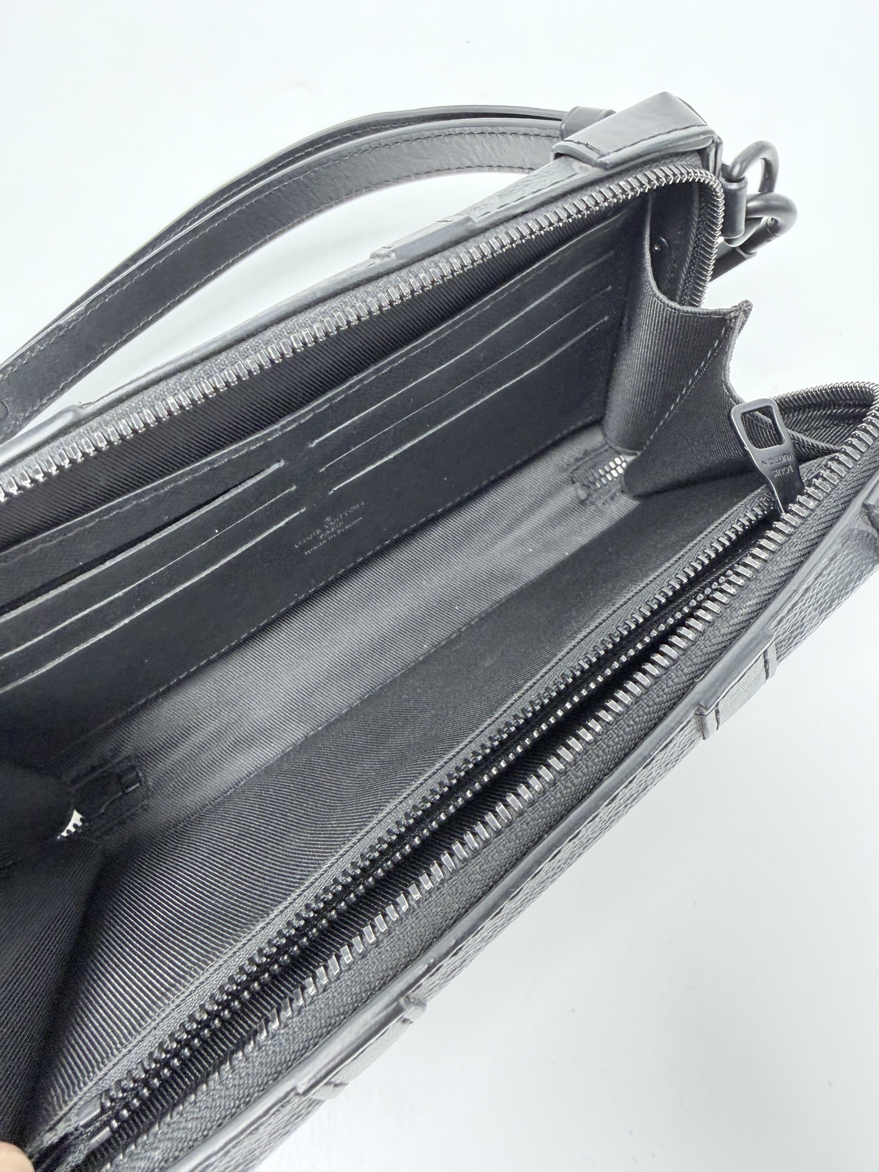 Monogram Eclipse Soft Trunk Wallet Crossbody Bag Black P067LV
