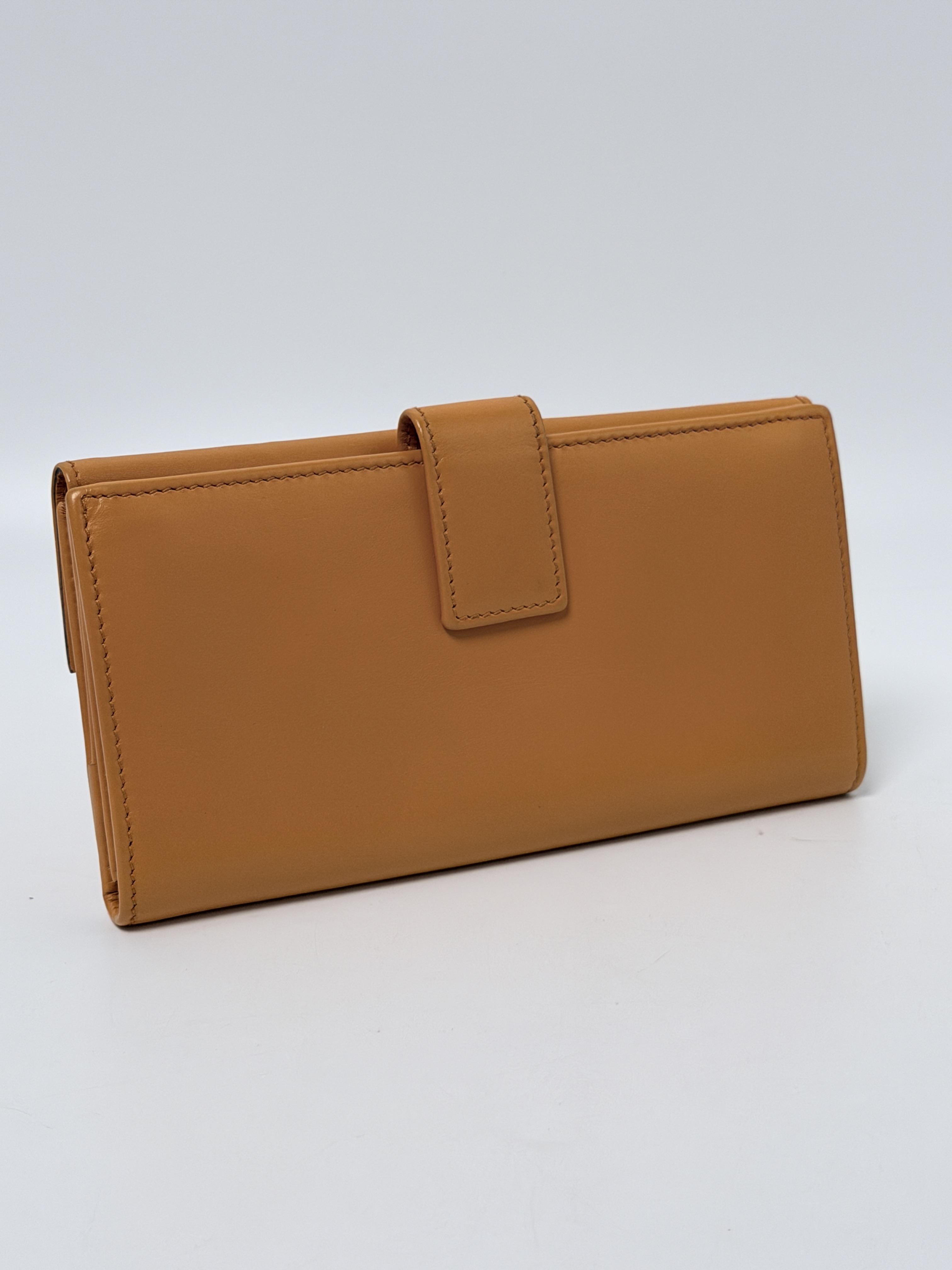 Vintage Eclipse Grained Continental Long Wallet Orange Flap Clutch JD1112GG