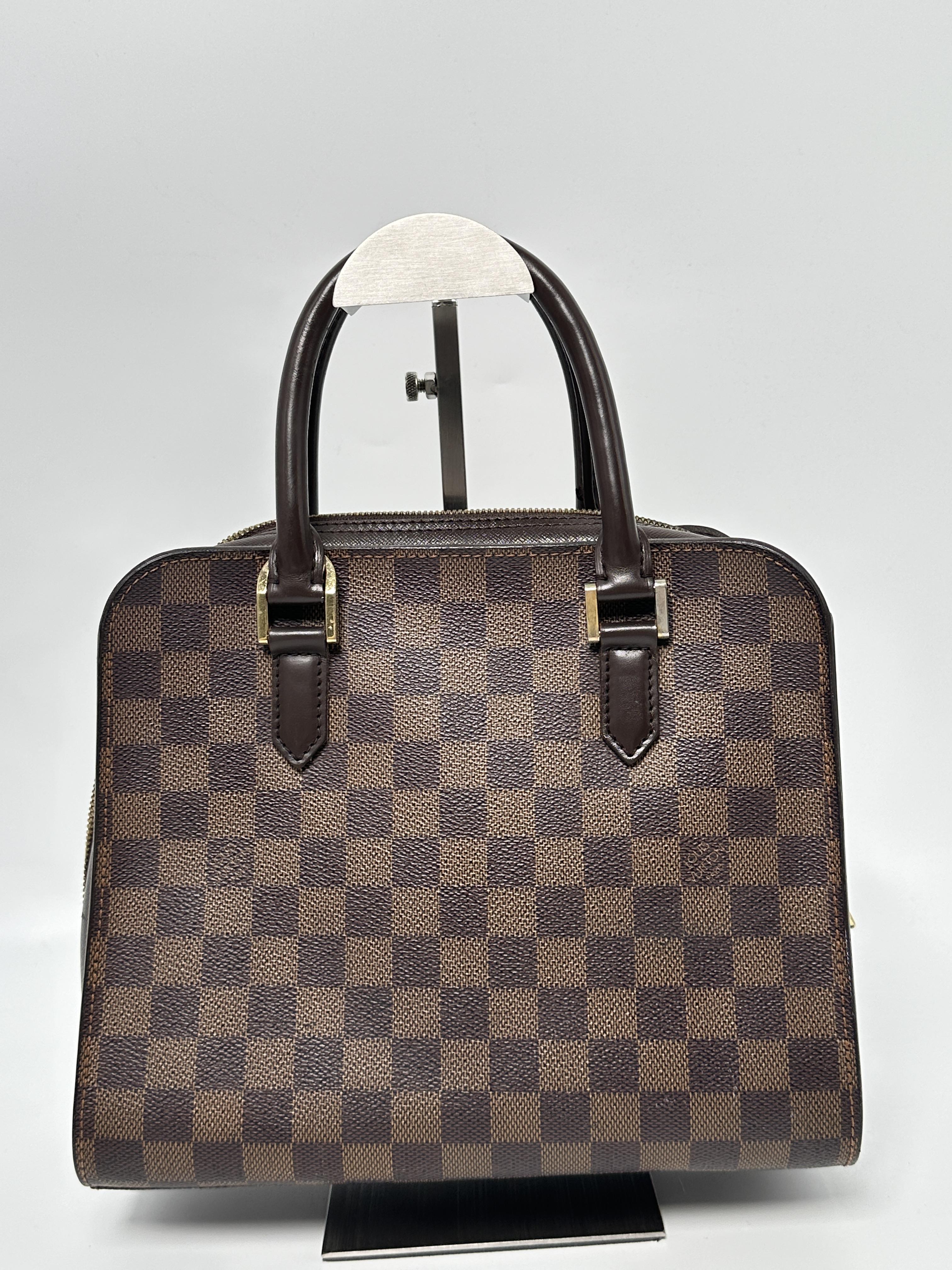 Pre-owned Louis Vuitton Canvas Shoulder Bags Damier Ebene Triana Handle Handbag Doctor Bag Brown JD698LV