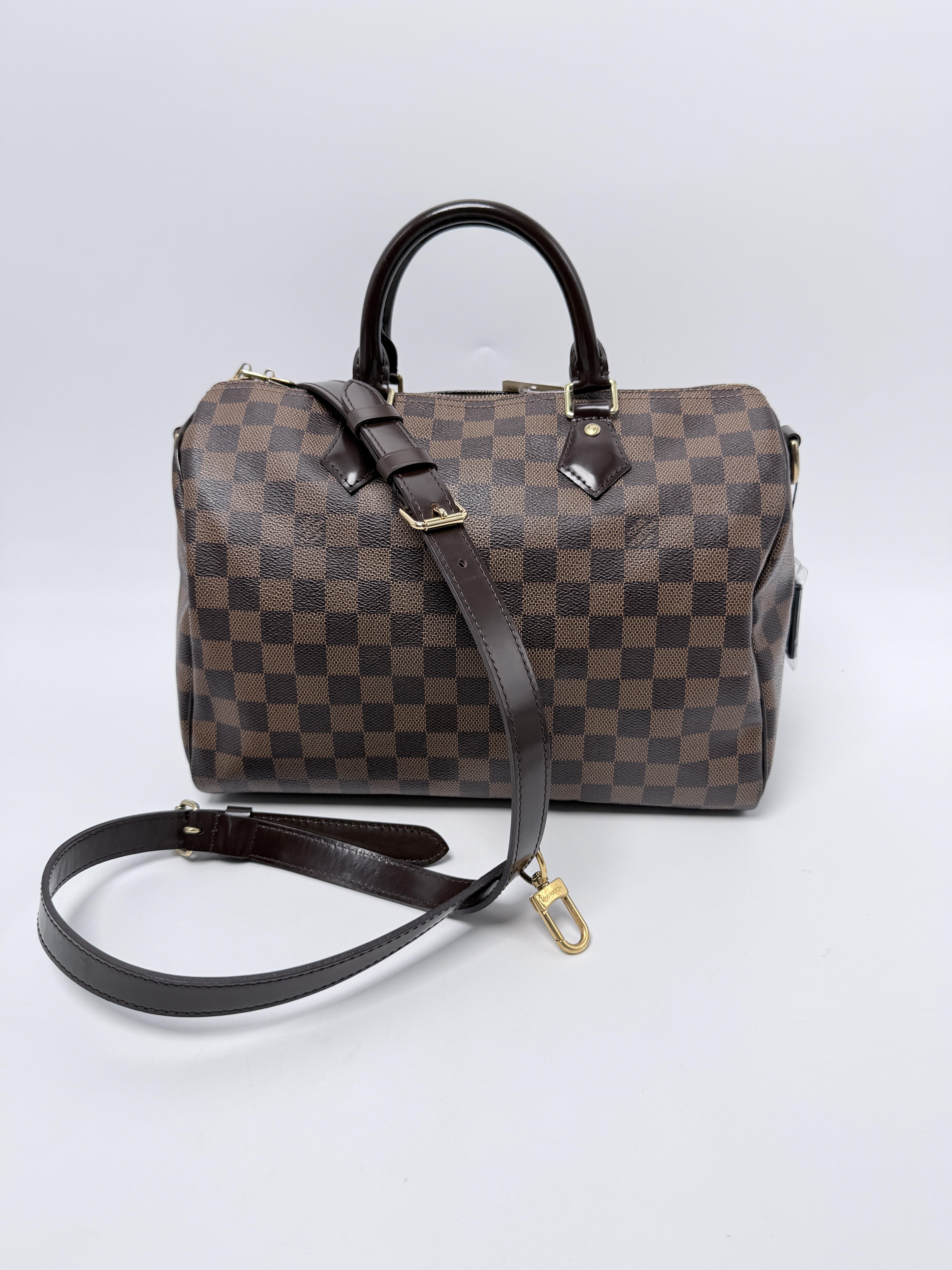Speedy Bandoulière 30 Damier Ebene Top Handle Handbag Boston Bag JA1338LV