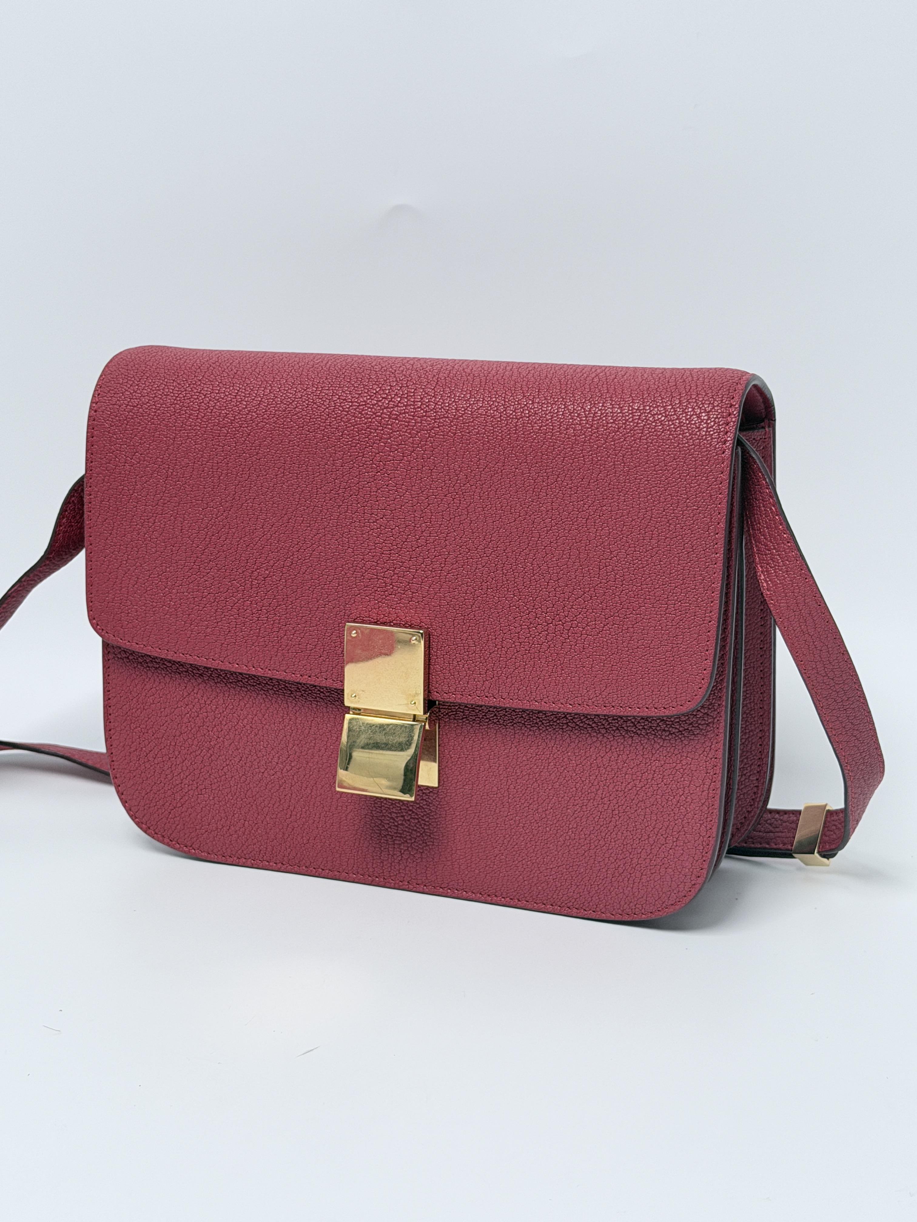 Pre-owned Celine Leather Crossbody Bags Medium Classic Box Bag Strap Crossbody Shoulder Handbag Red FJ002CE