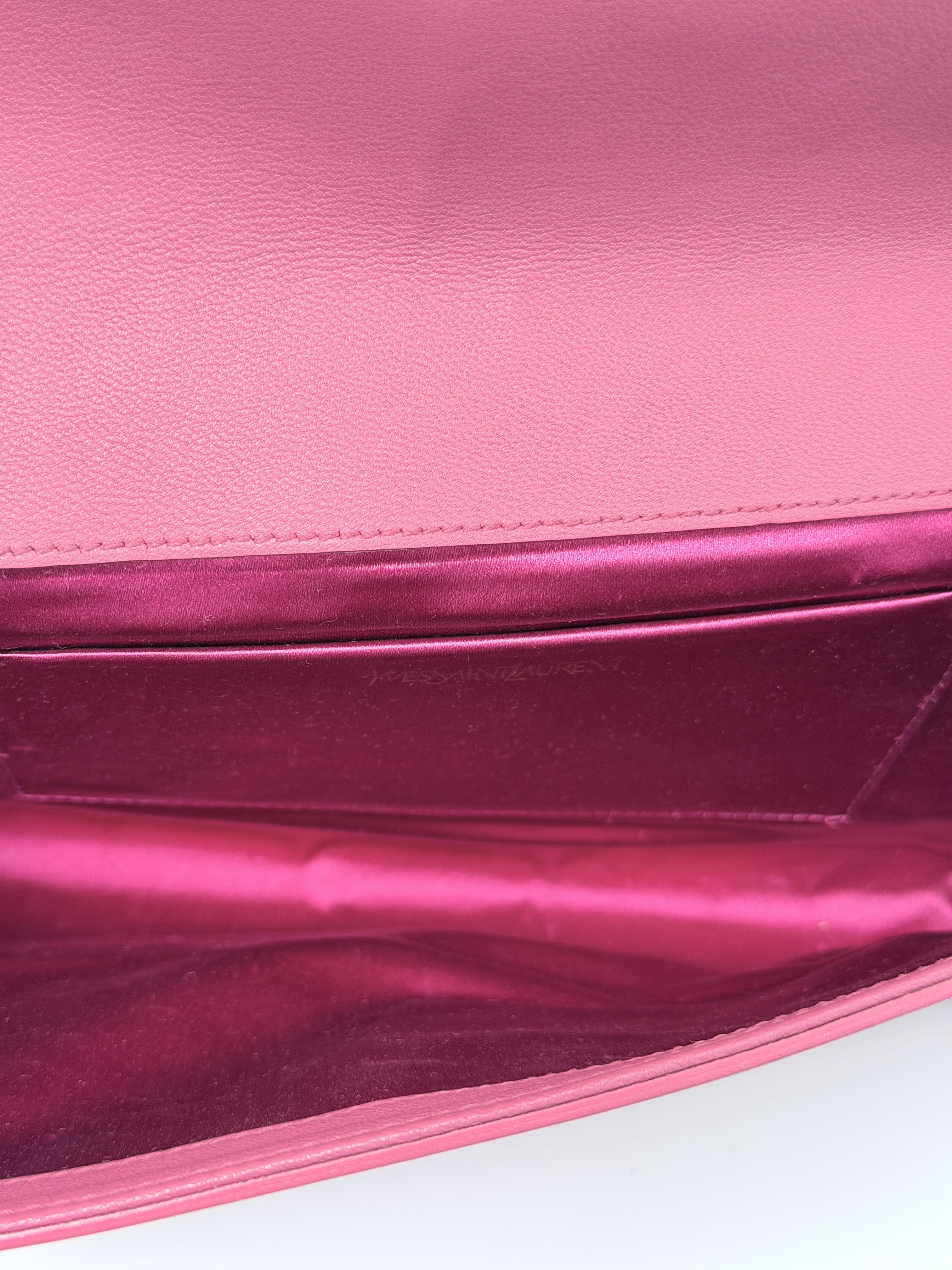 Saint Laurent Belle de Jour Pink Grained Flap Clutch JD1440Y