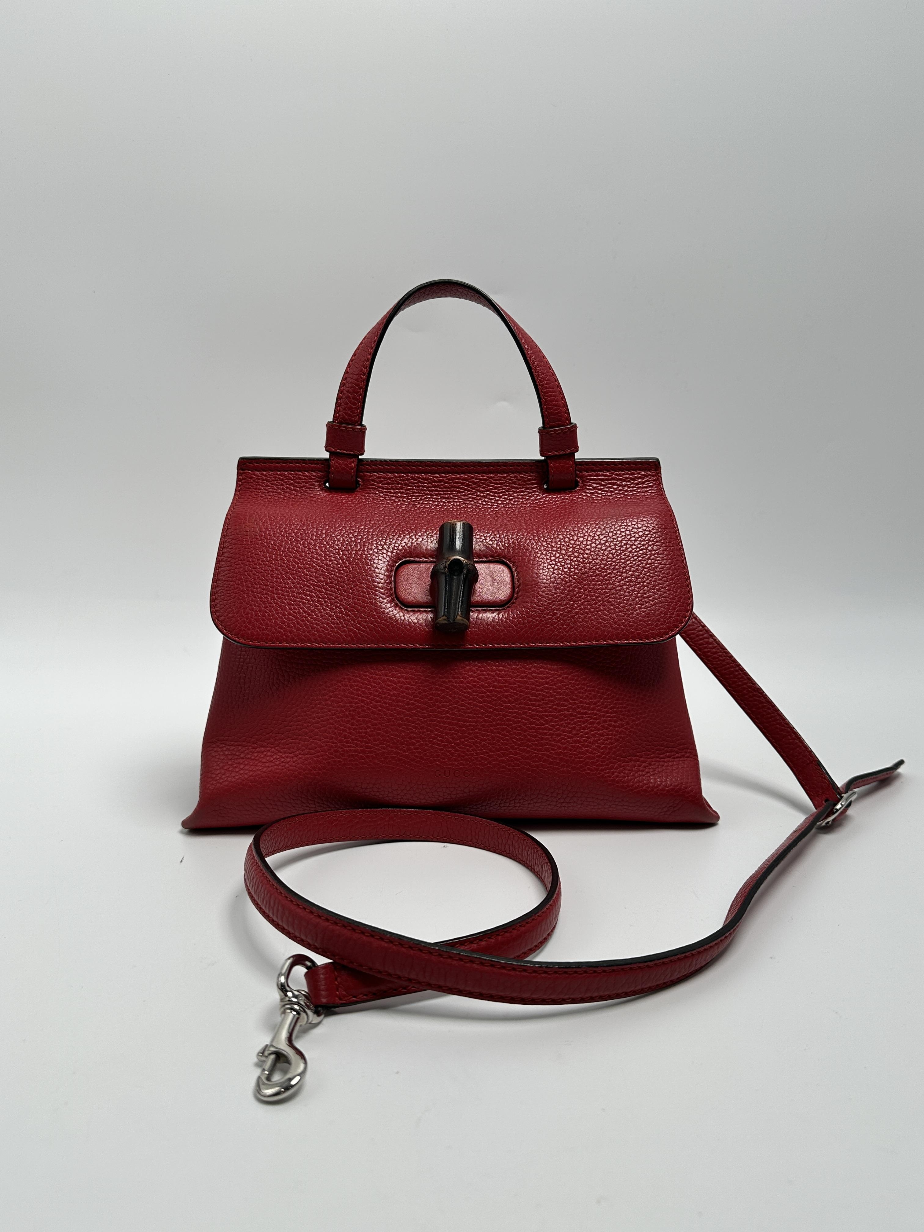 Bamboo Top Handle Bag Red Crossbody Satchel ZS081GG