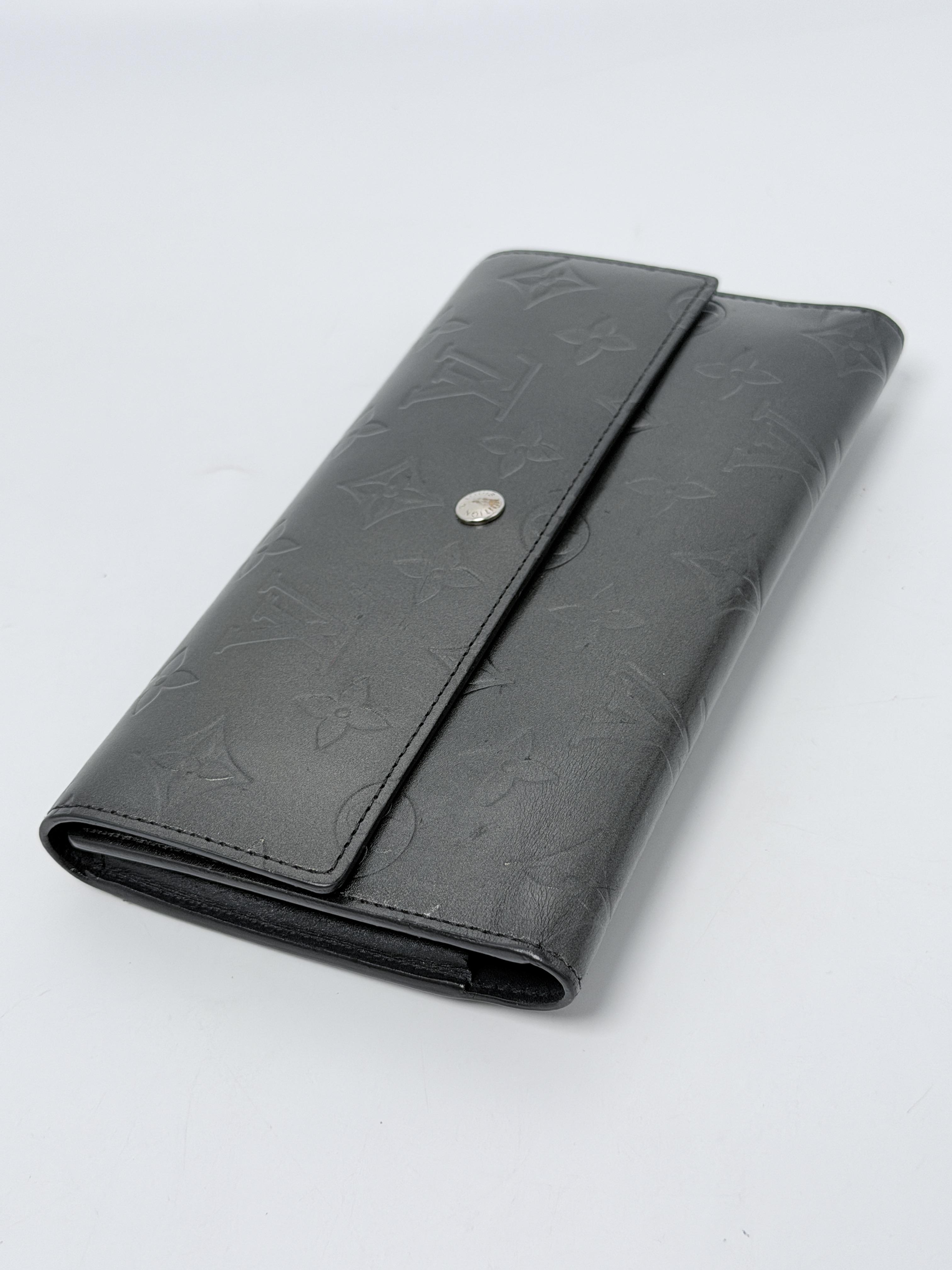 Monogram Glace Ancre Wallet Black Trifold Purse Box JD1110LV