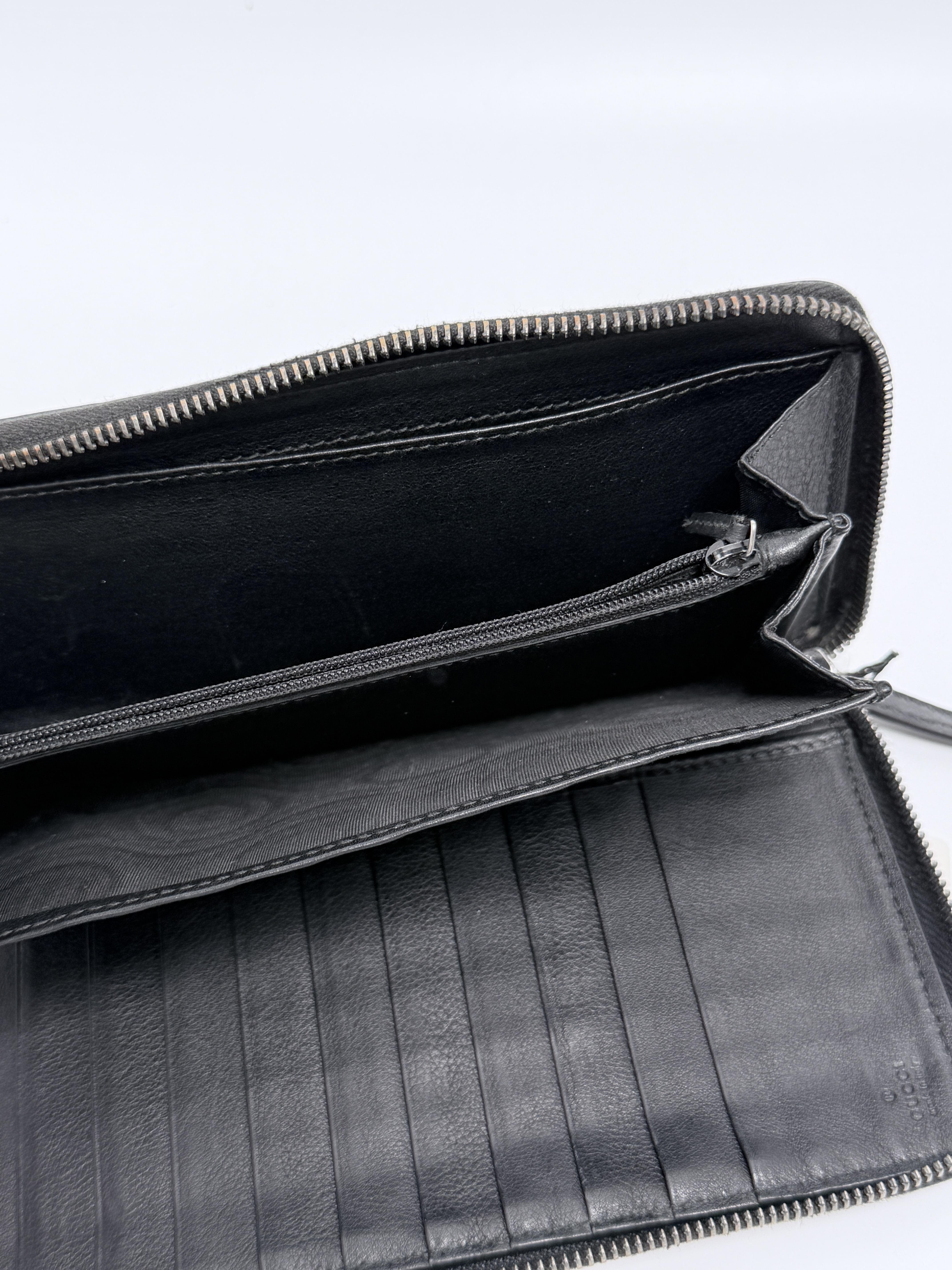 Guccissima Zip Around Black Continental Clutch SH445GG