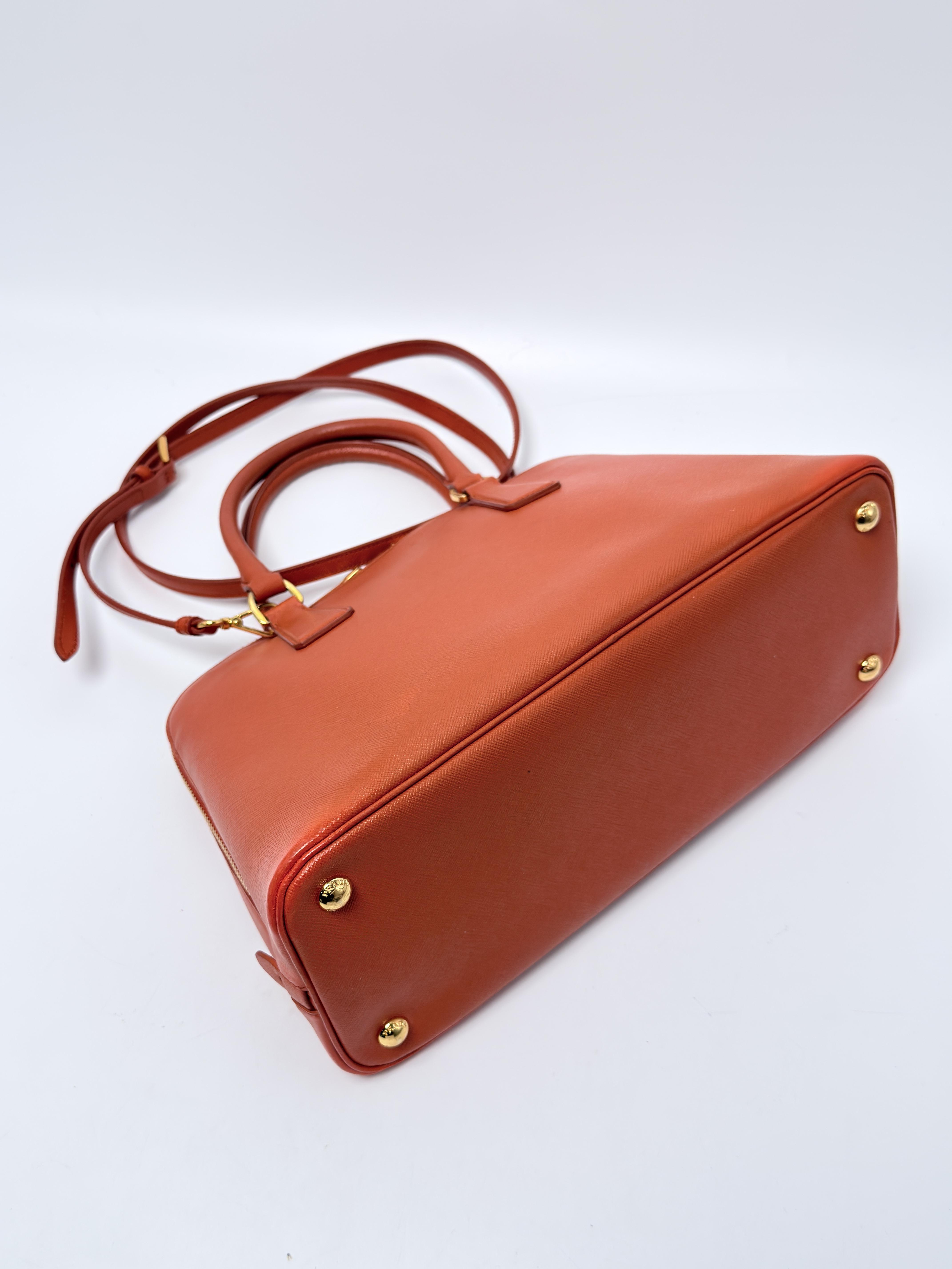 Saffiano Lux Promenade Medium Orange Crossbody Bag Handle Handbag JA1439PR
