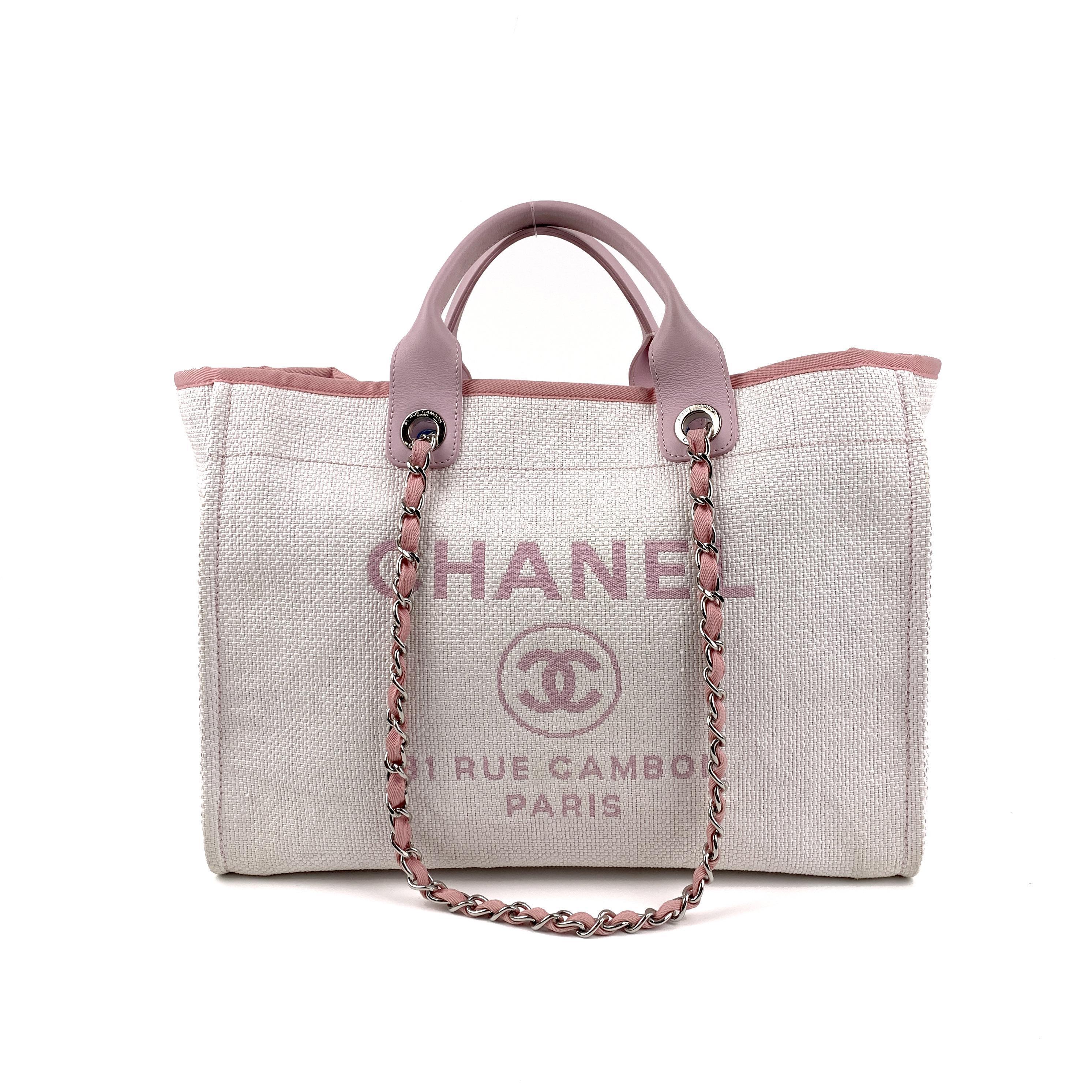 Deauville Large Tote Bag White & Pink Canvas, Handheld & Shoulder Bag,Sku:SH67 2016