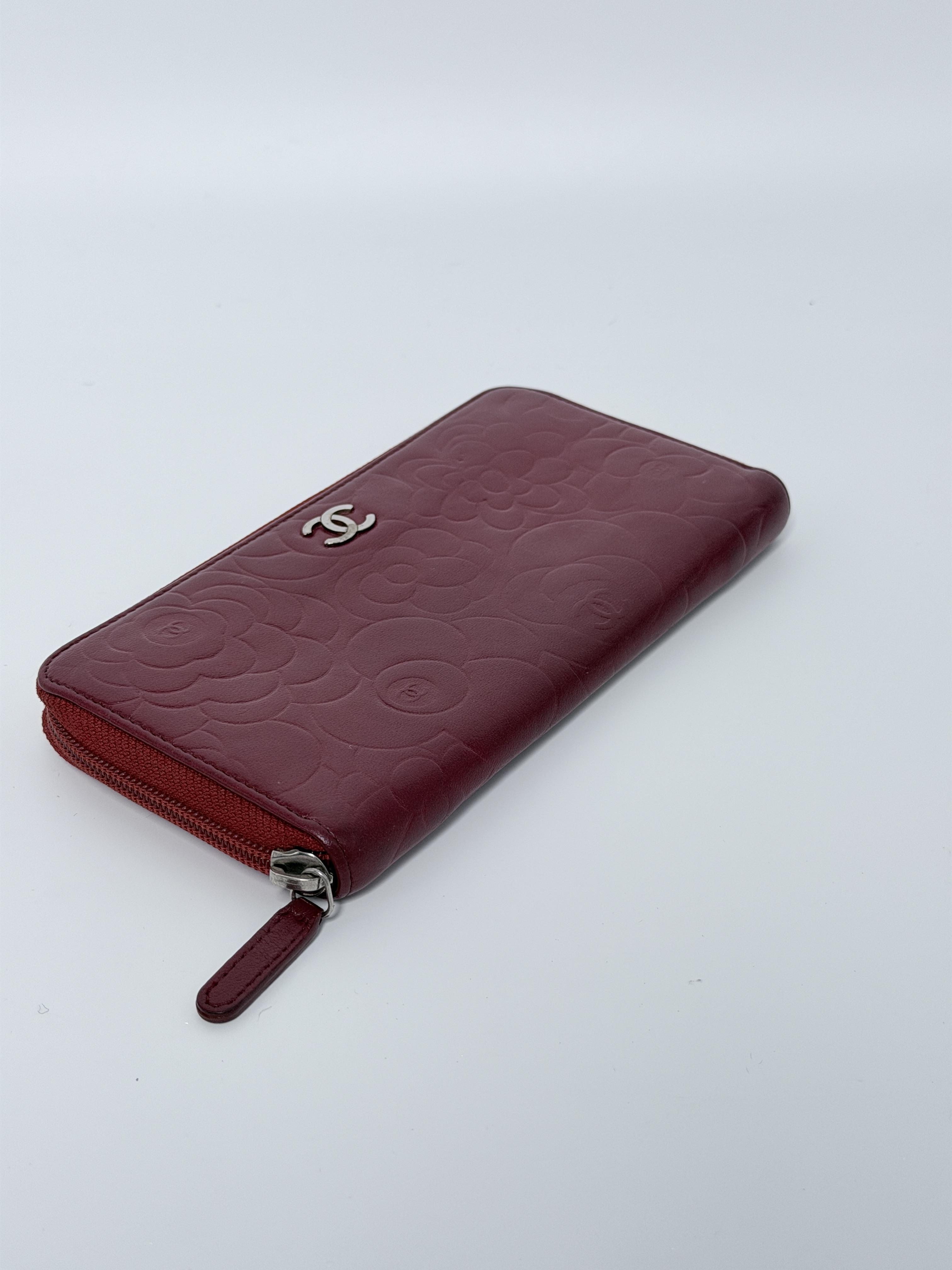 Burgundy Camellia Embossed Lambskin JD134CC