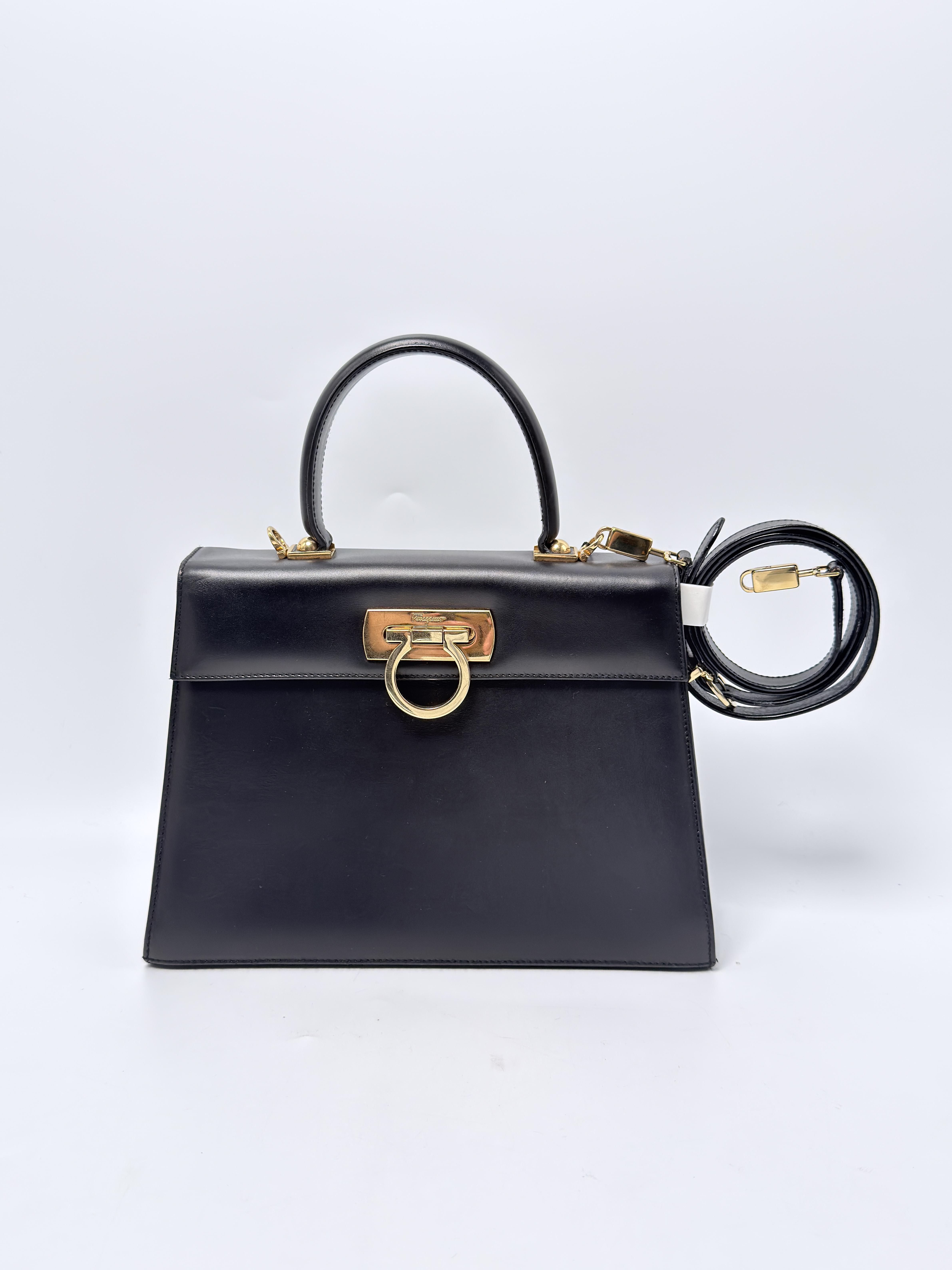 Vintage Gancini Kelly Top Handle Bag Black JD1687FG