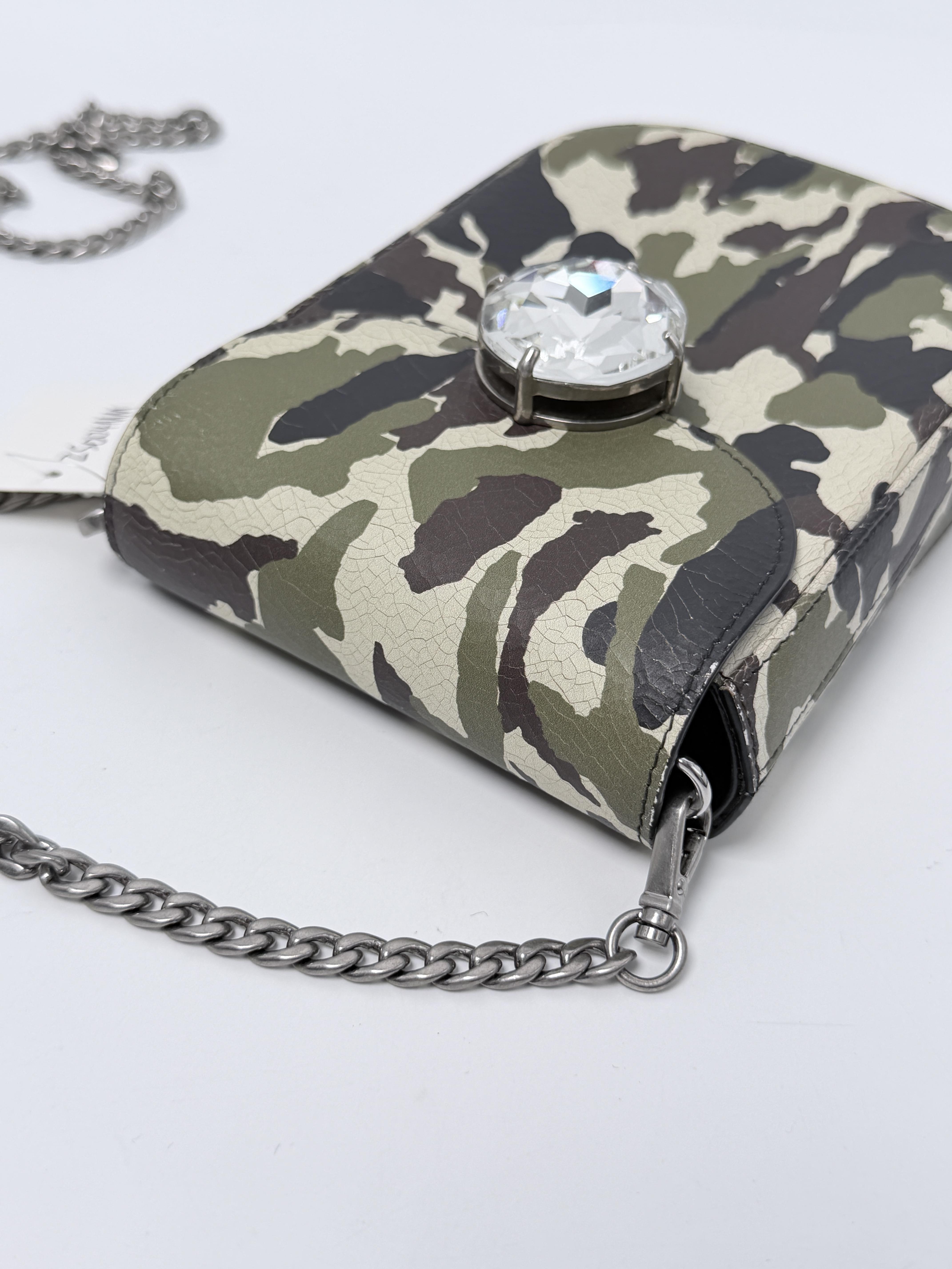 Camouflage Crystal Solitaire Phone Pouch Chain Bag ZS004MM
