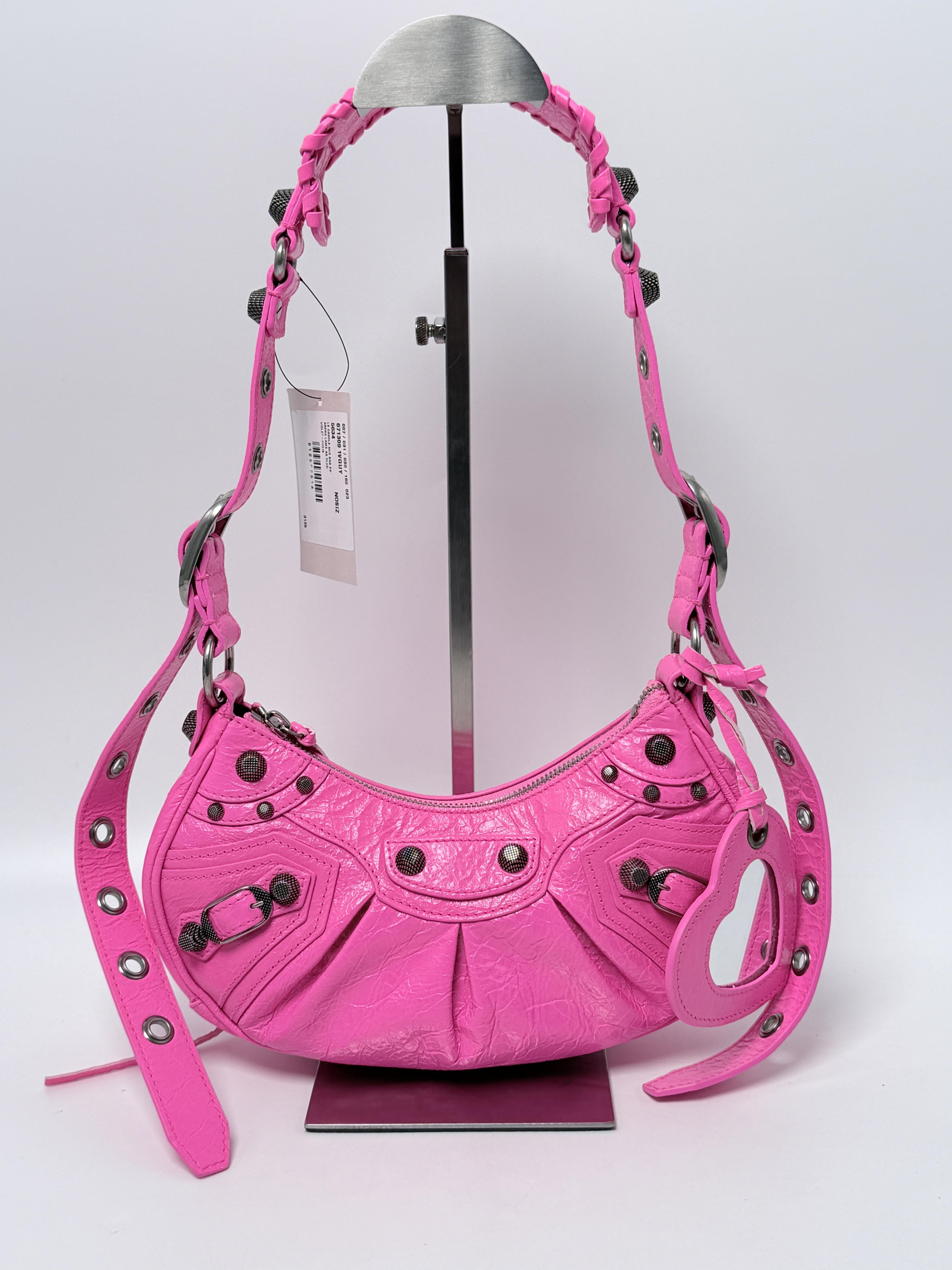 Le Cagole XS Arena Shoulder Bag Bright Pink Silver Hardware FJ004BB