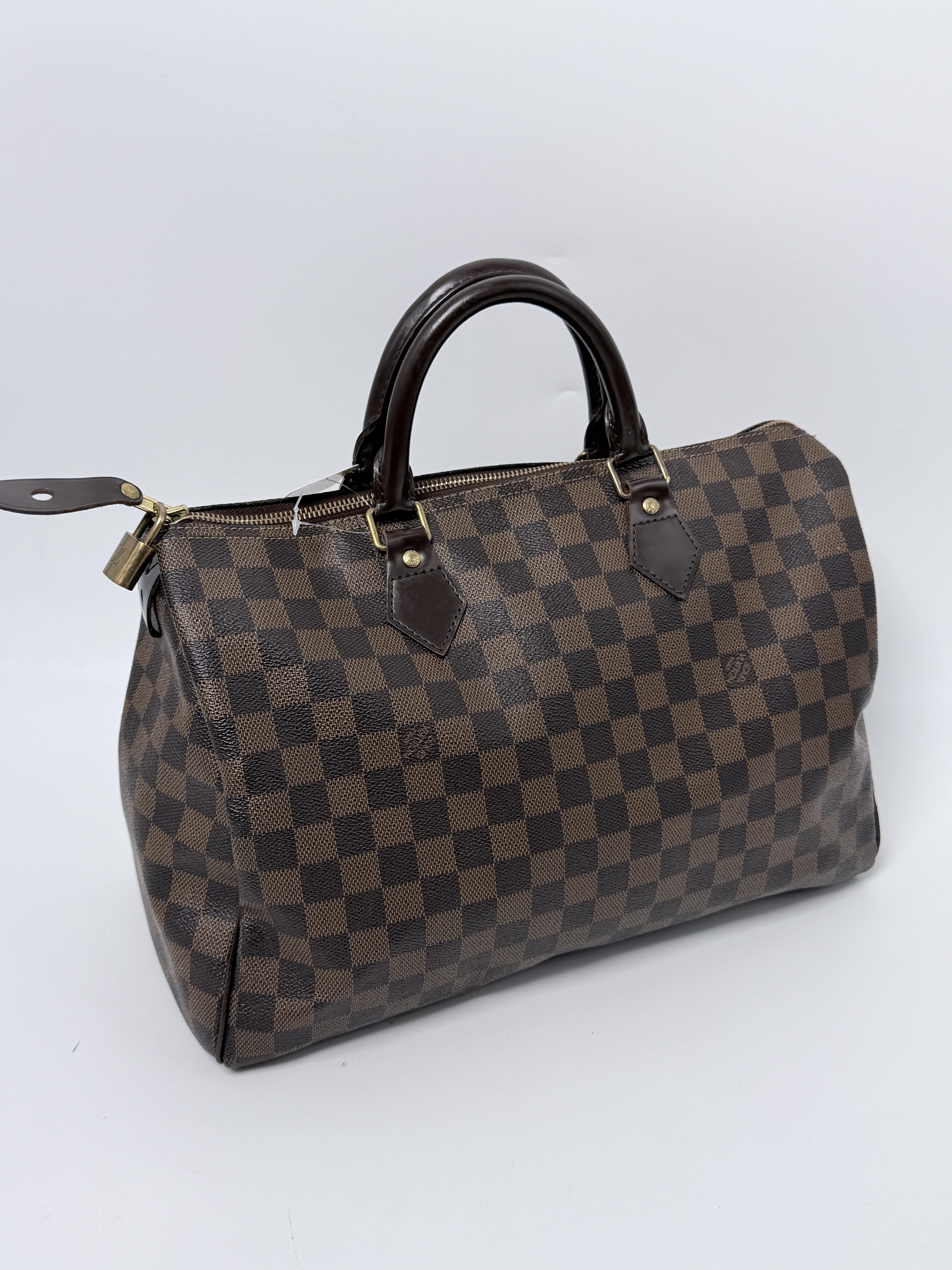 Pre-owned Louis Vuitton Leather Shoulder Bags Damier Ebene Speedy 35 Top Handle Handbag Shoulder Handbag JA982LV