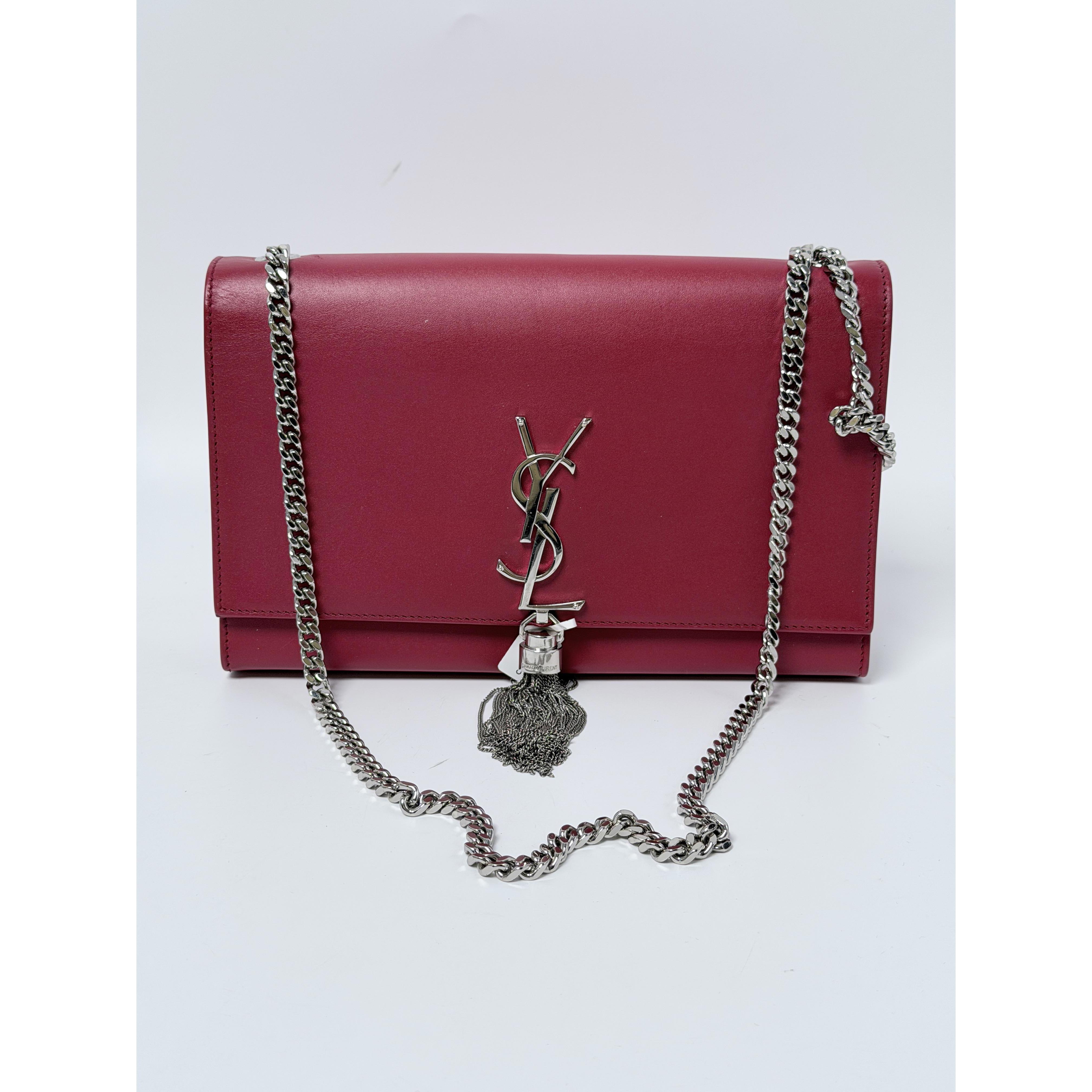 Pre-owned Yves Saint Laurent Leather Crossbody Bags Saint Laurent Kate Red Silver Medium Tassel Chain Crossbody Bag Shoulder Handbag YS317FEI