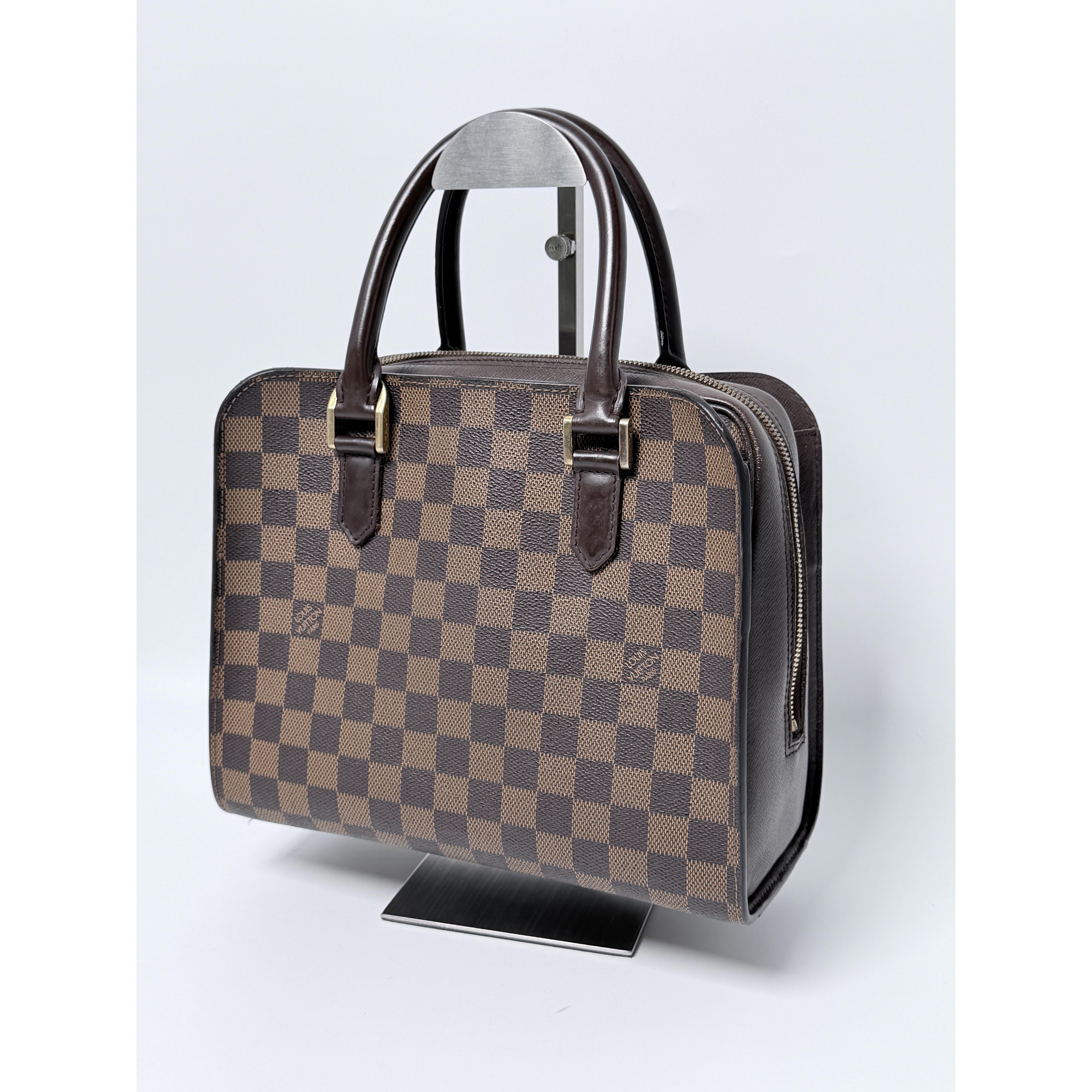 Pre-owned Louis Vuitton Canvas Shoulder Bags Damier Ebene Triana Handle Handbag Doctor Bag Brown JD200LV