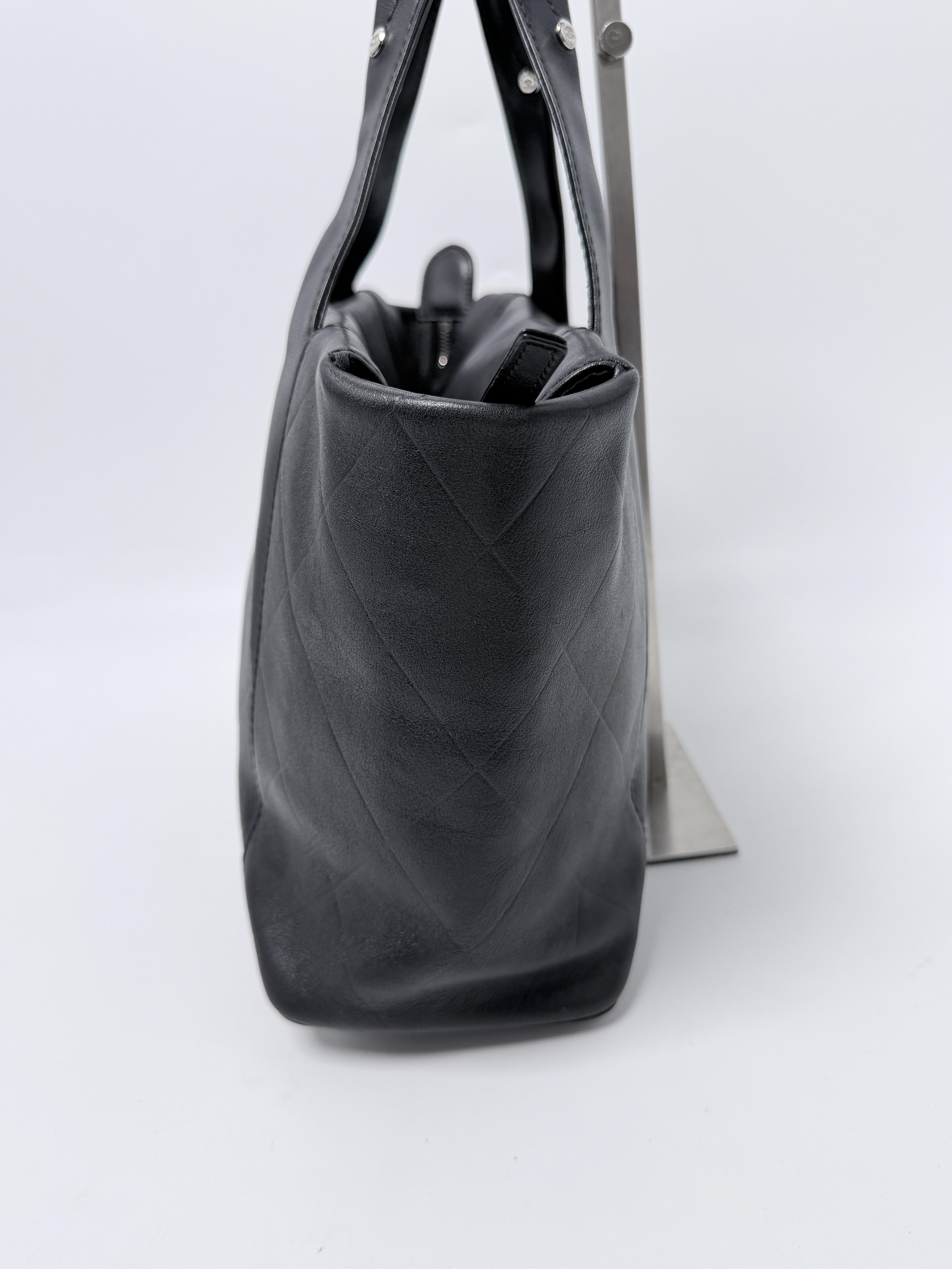 Chevron Quilted All Day Long Black Tote Bag CC Shoulder Handbag XU021CC