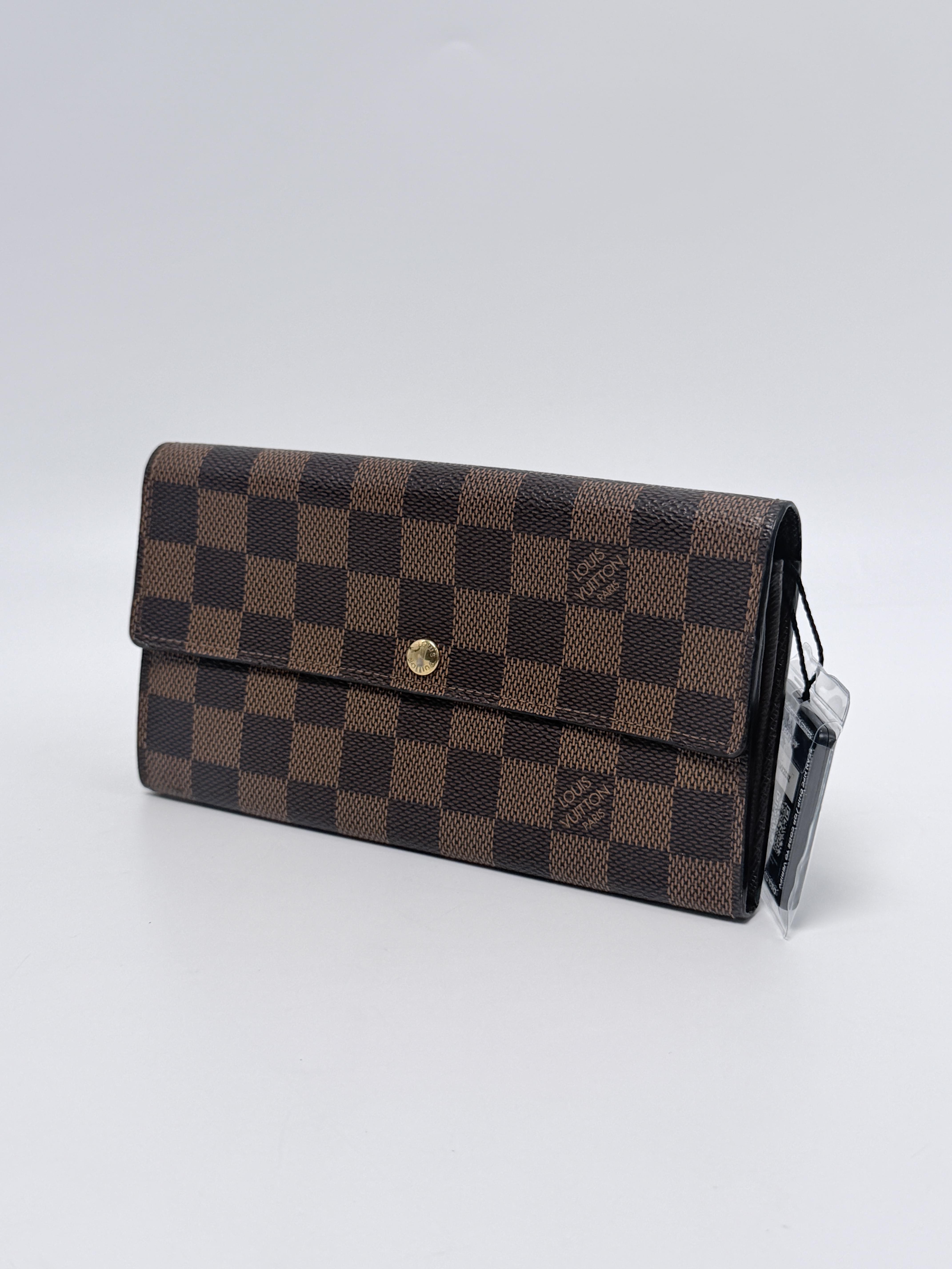 Sarah Wallet Damier Ebene Brown Canvas Long Flap Wallet JD1307LV