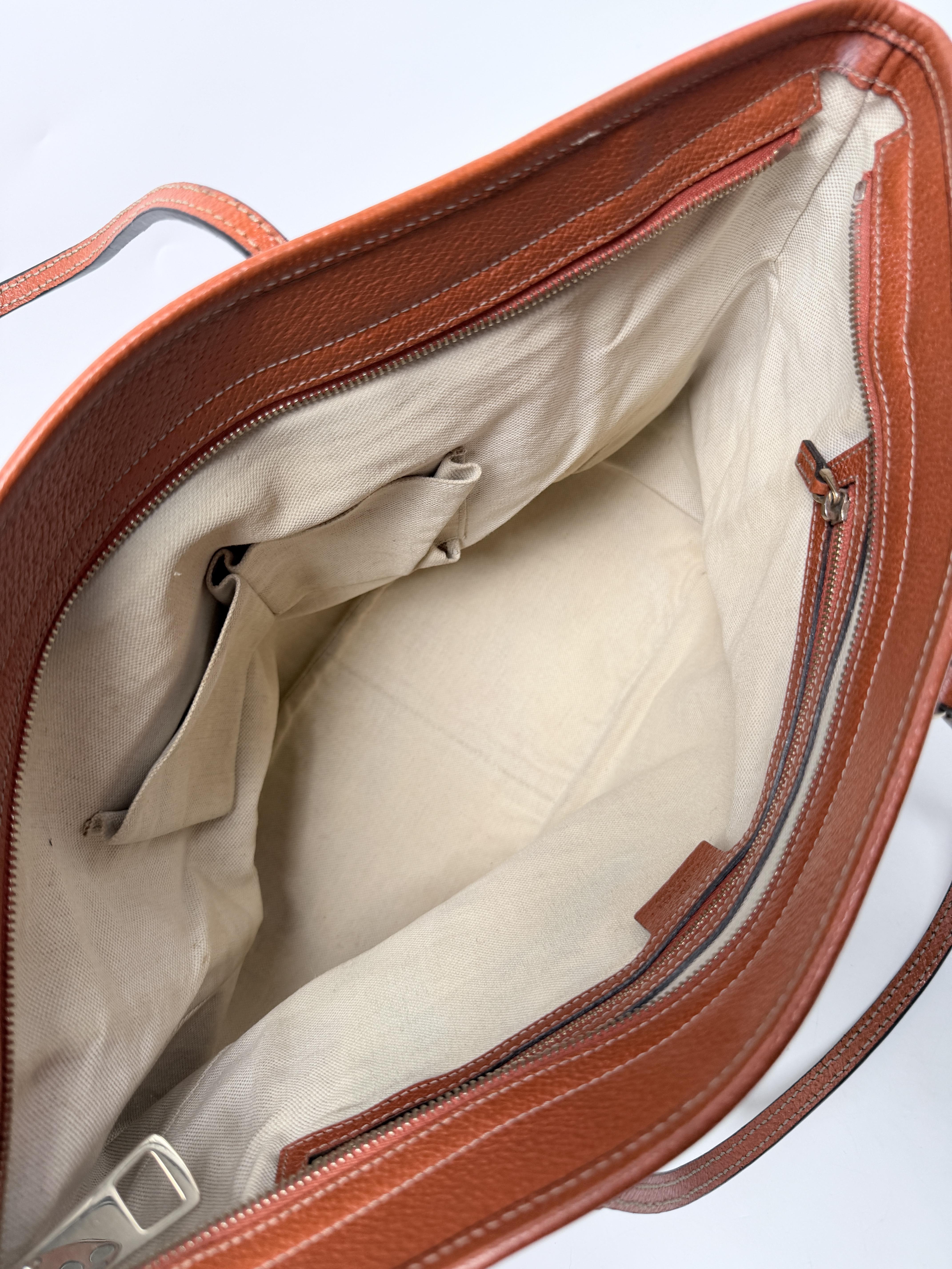 Bree GG Canvas Medium Shopping Tote Bag Orange Brown Leather JD1487GG