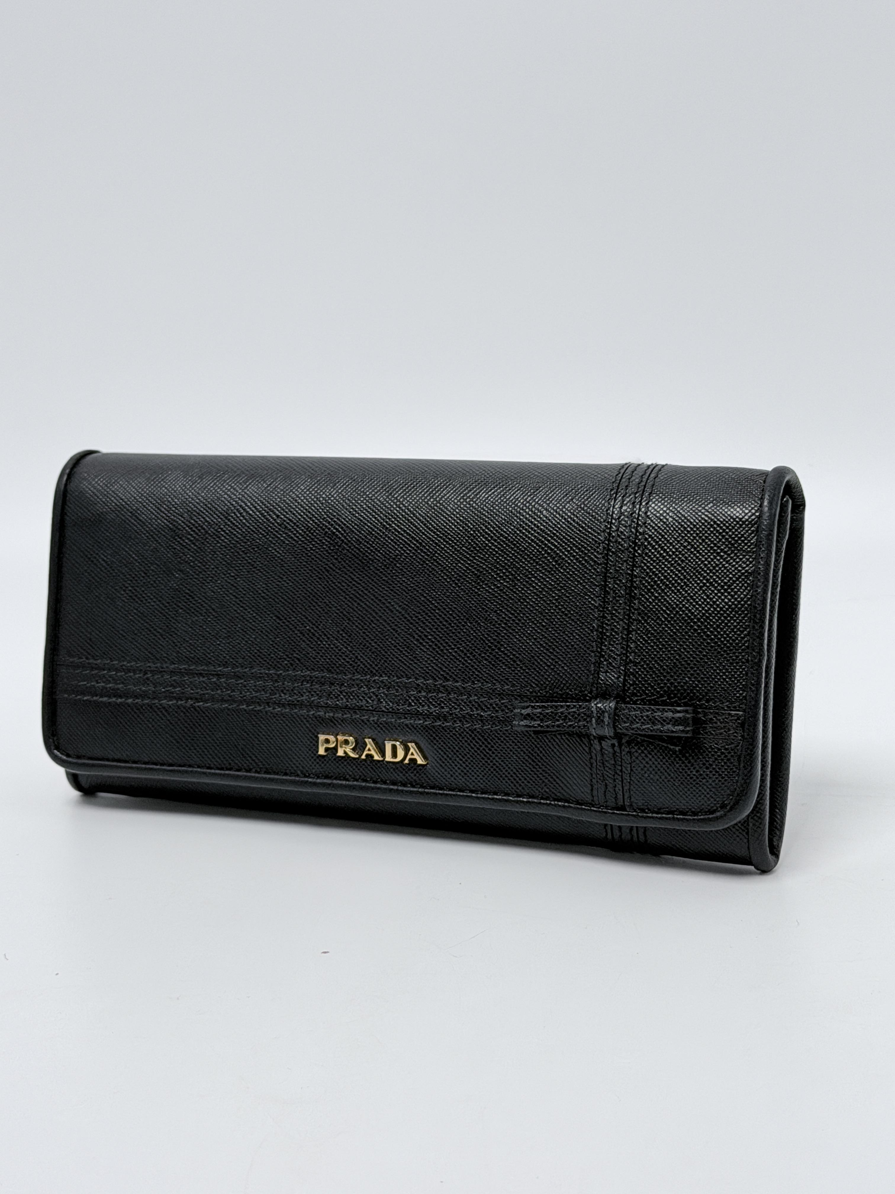 Nero Black Saffiano Bow Continental Long Wallet JD1043PR