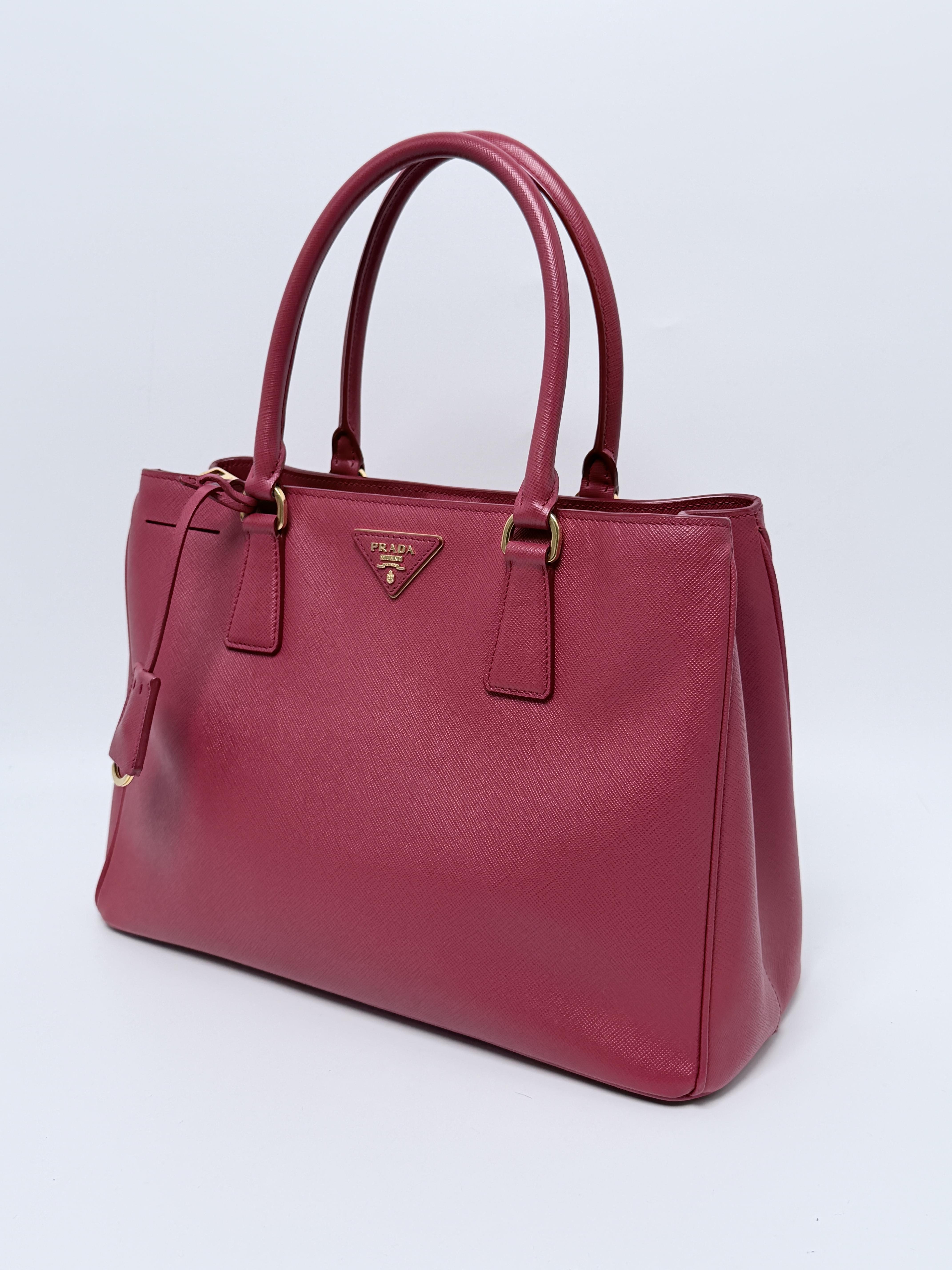 Pre-owned PRADA Leather Crossbody Bags Saffiano Lux Double Zip Tote JD061PR