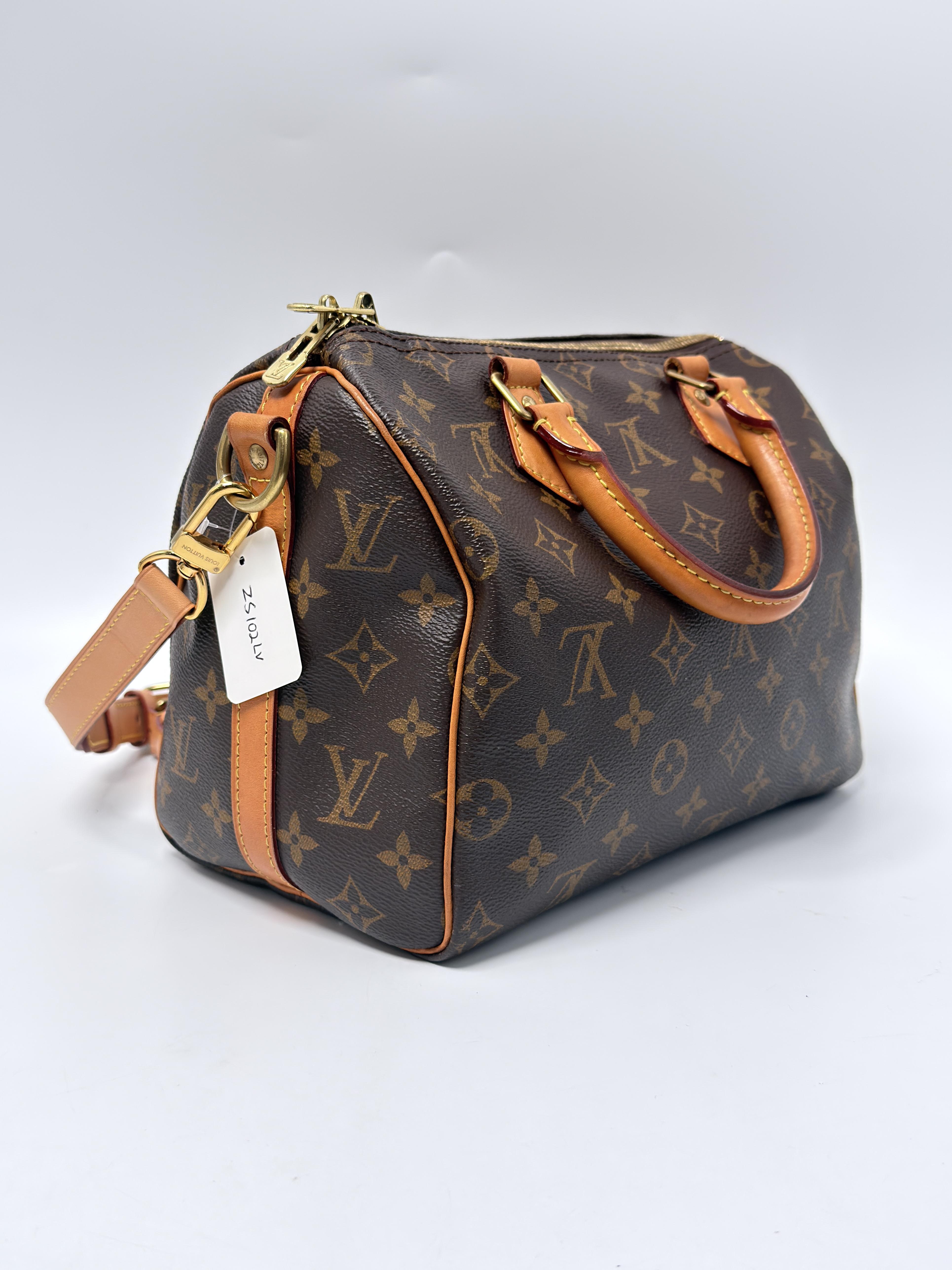 Speedy Bandouliere 25 Monogram Canvas Crossbody Satchel Shoulder Bag ZS102LV