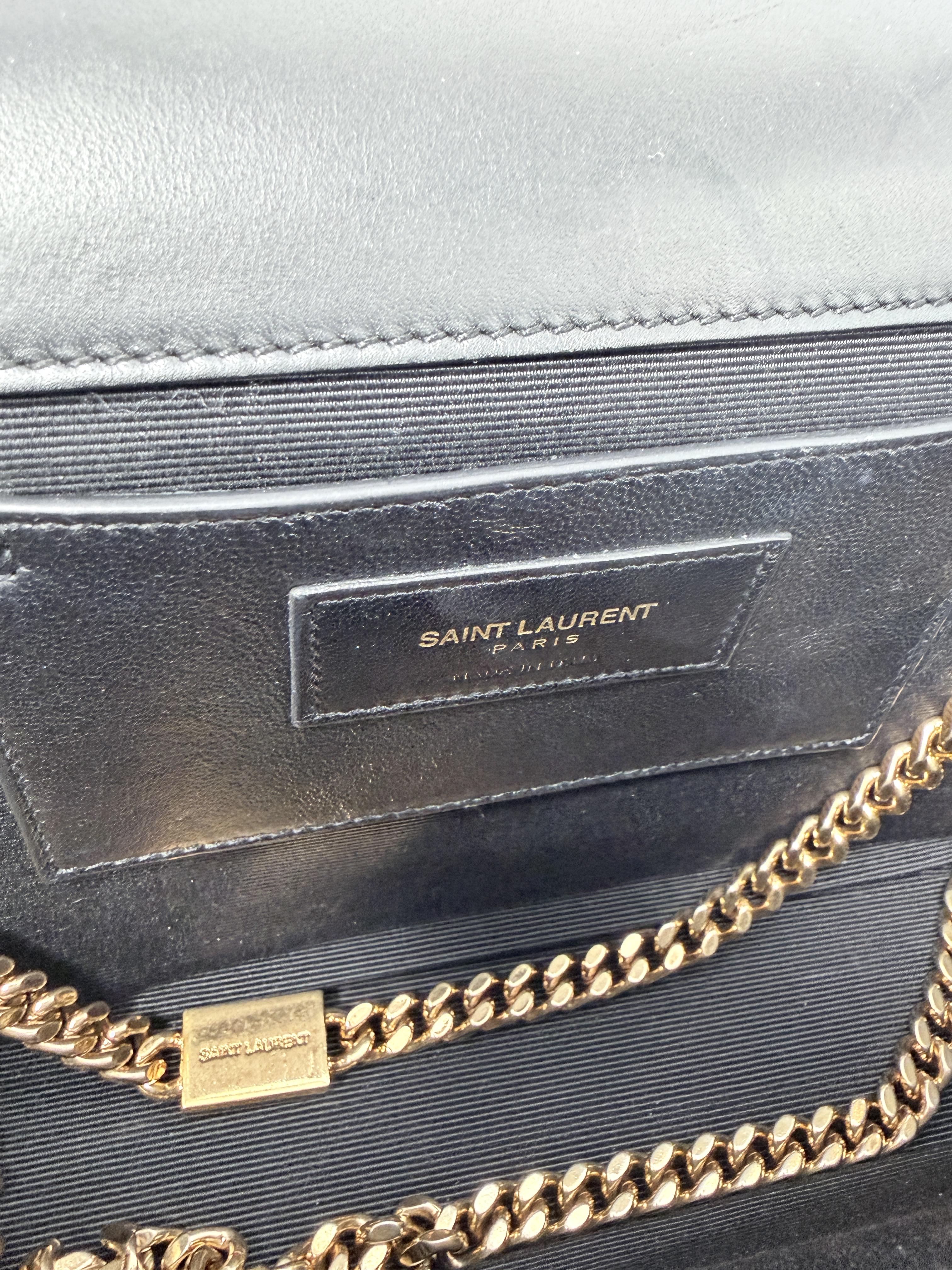 Saint Laurent Kate Medium Tassel Bag Diagonal Quilted Black Chain YSL P027YS
