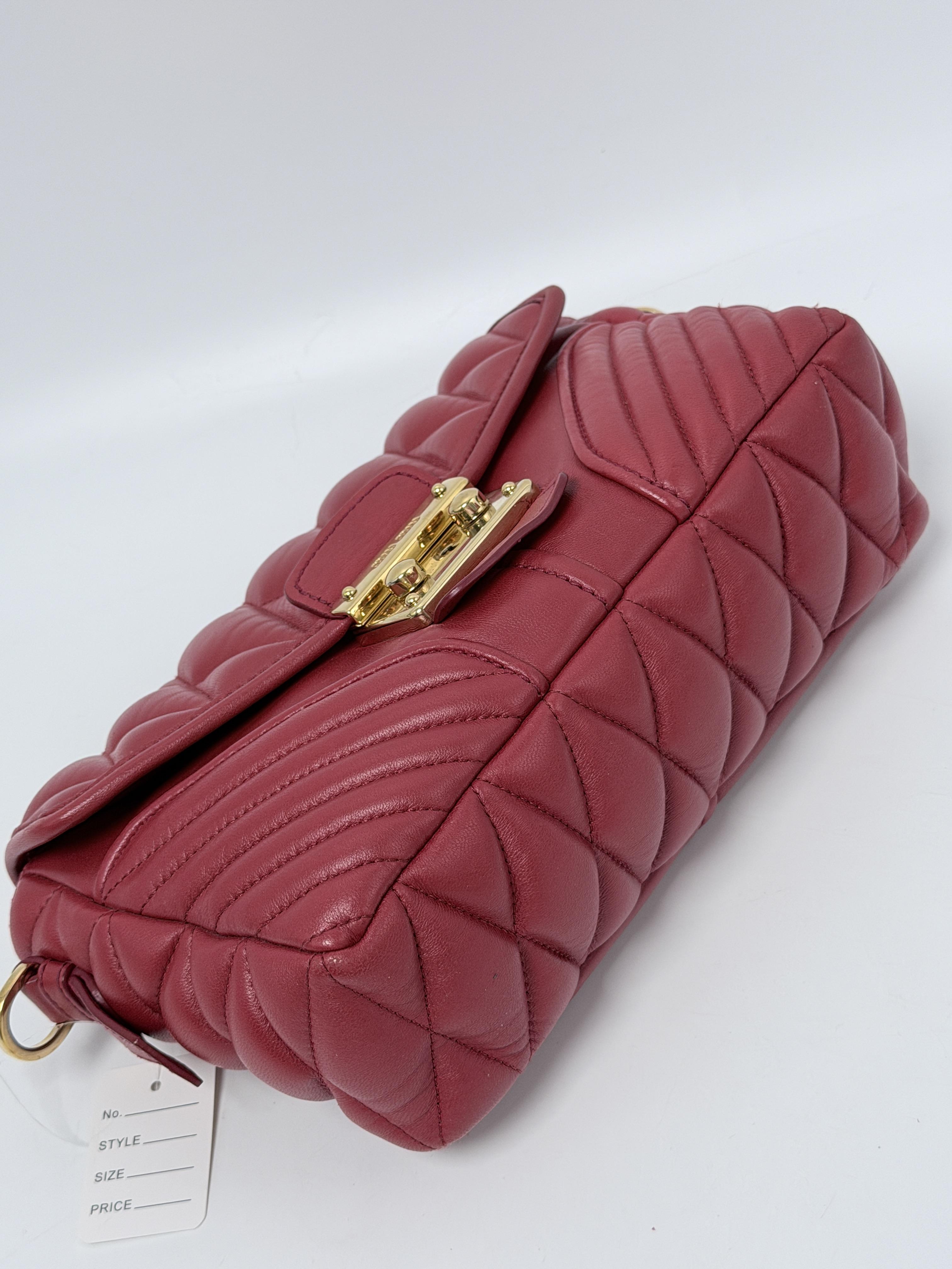 Rosso Red Nappa Biker Matelassé Flap Crossbody Shoulder Bag XU006MM