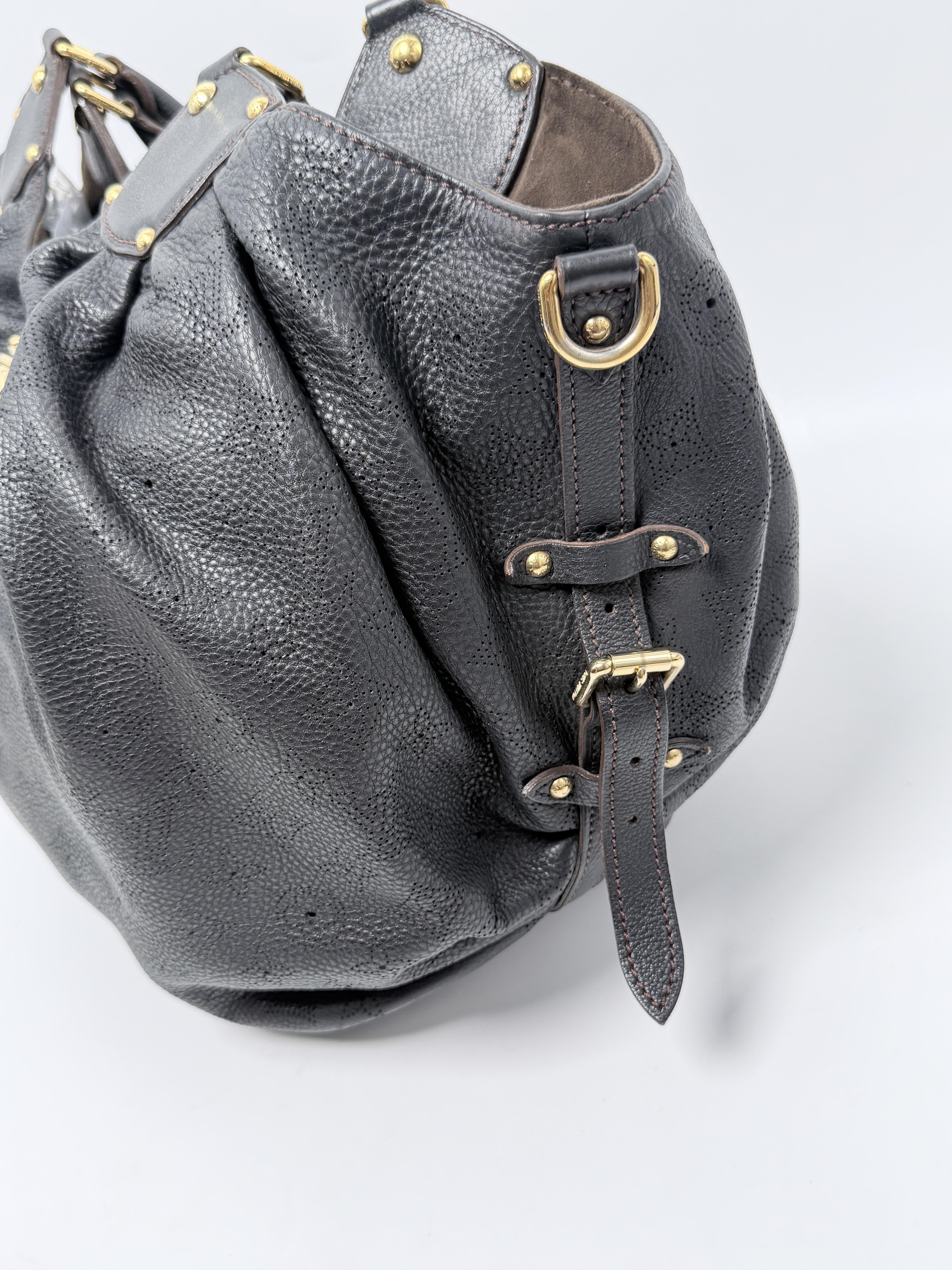 Black Perforated Mahina L Slouchy Tote Push Lock JD1032LV