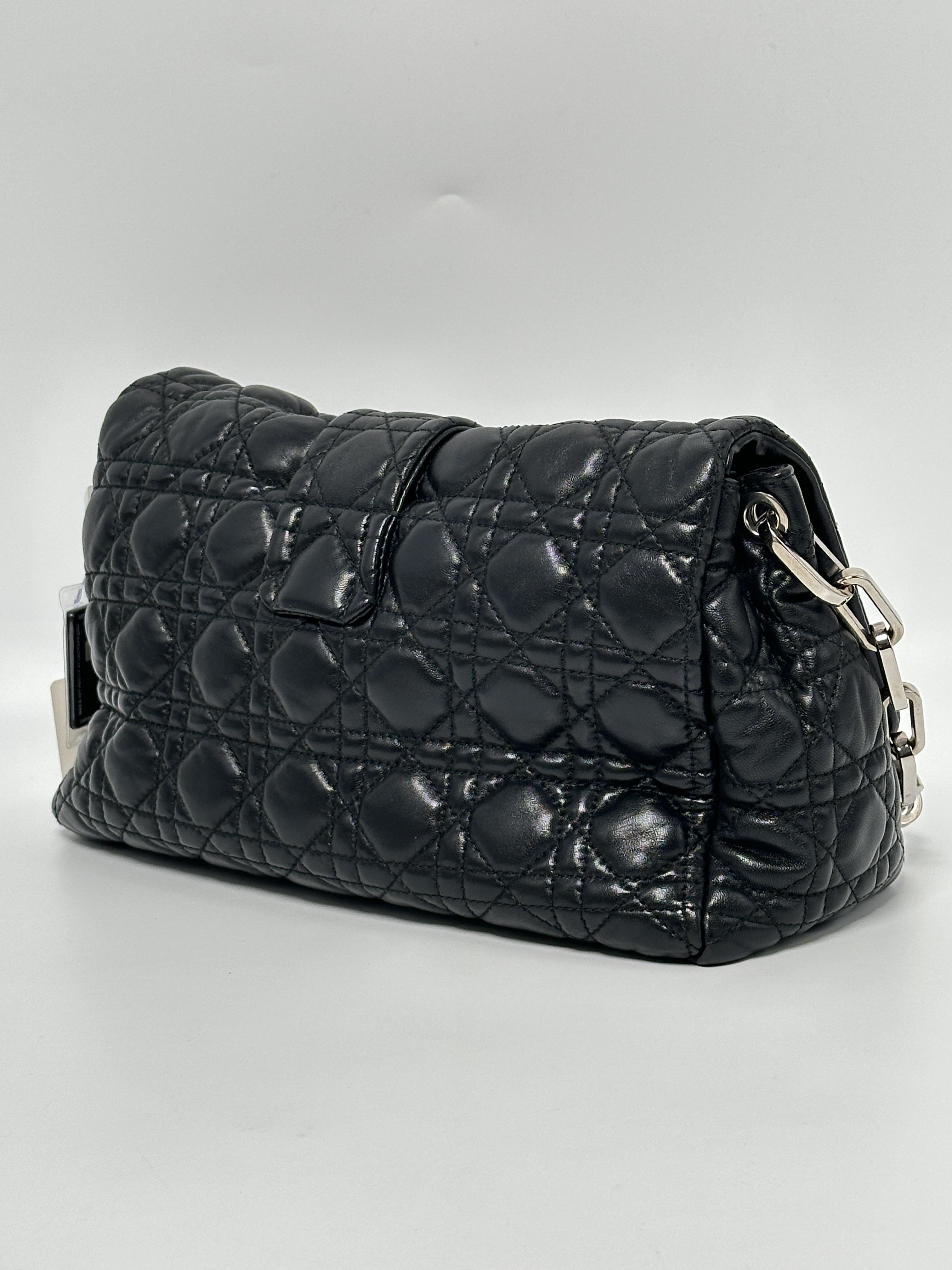 Black Cannage Quilted Flap Shoulder Bag SH482DR