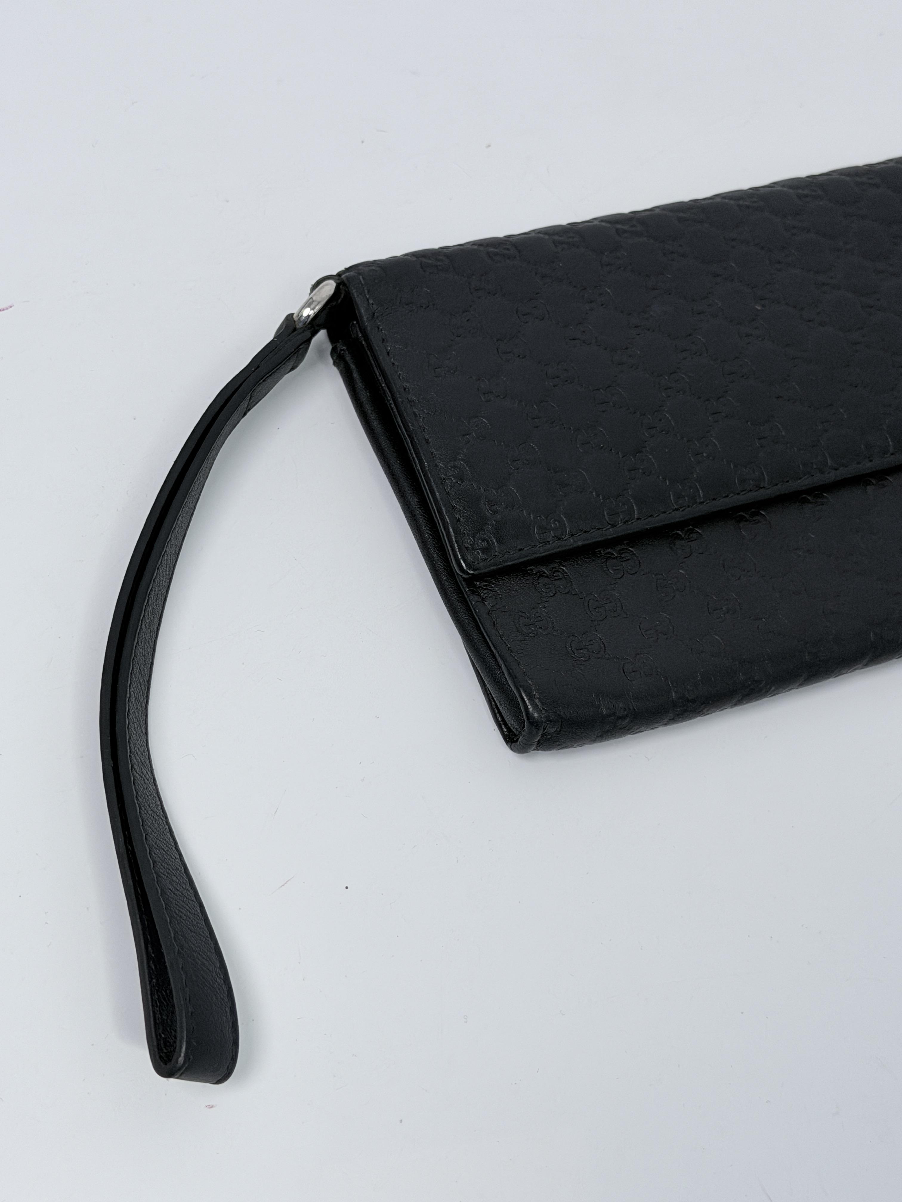 Clutches & Wristlets Black Microguccissima Wristlet Clutch Wallet with Removable Pouch JD204GG