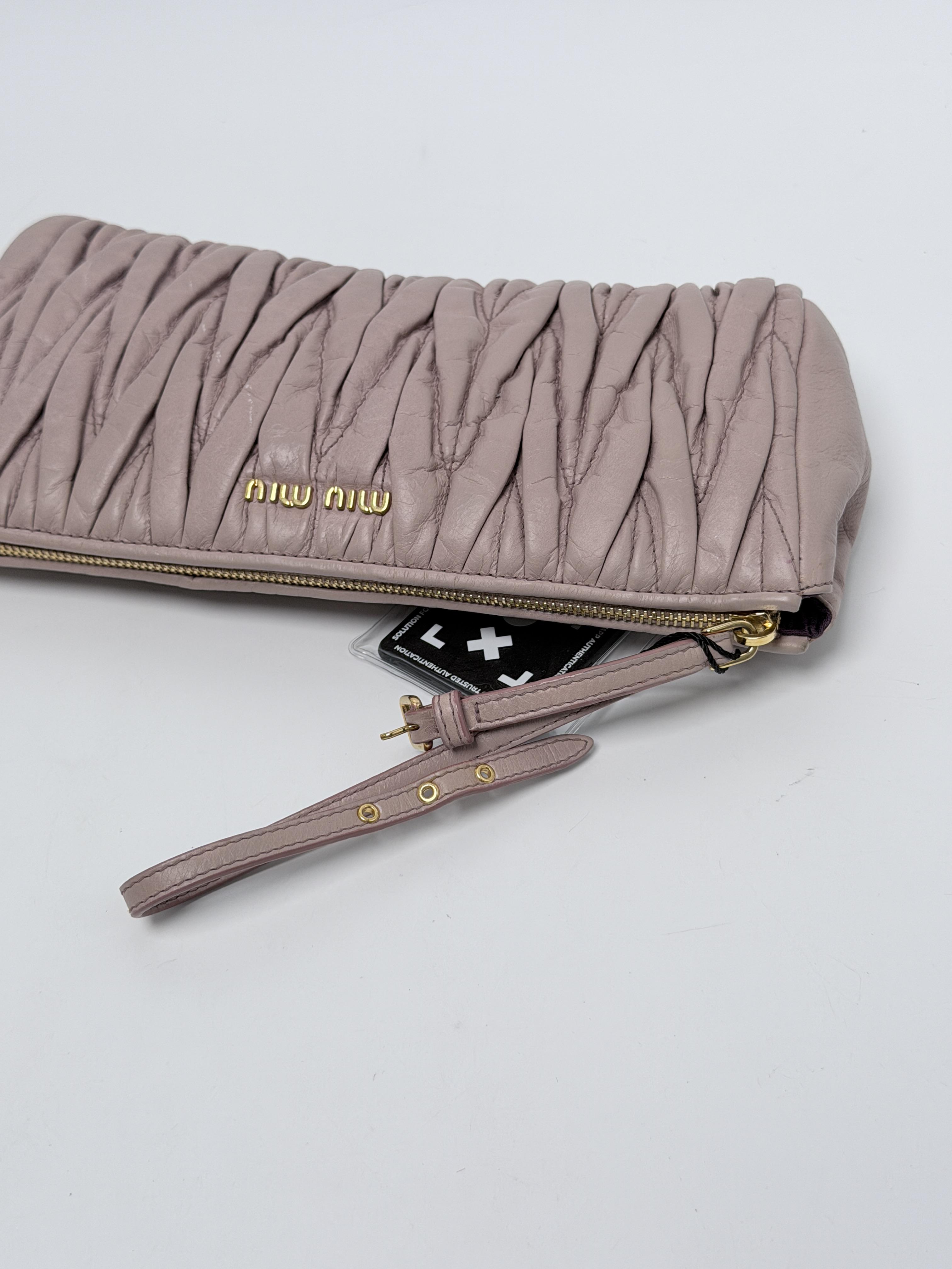 Matelasse Nappa Zip Wristlet Clutch Pouch Orchid Pink JD1335MM