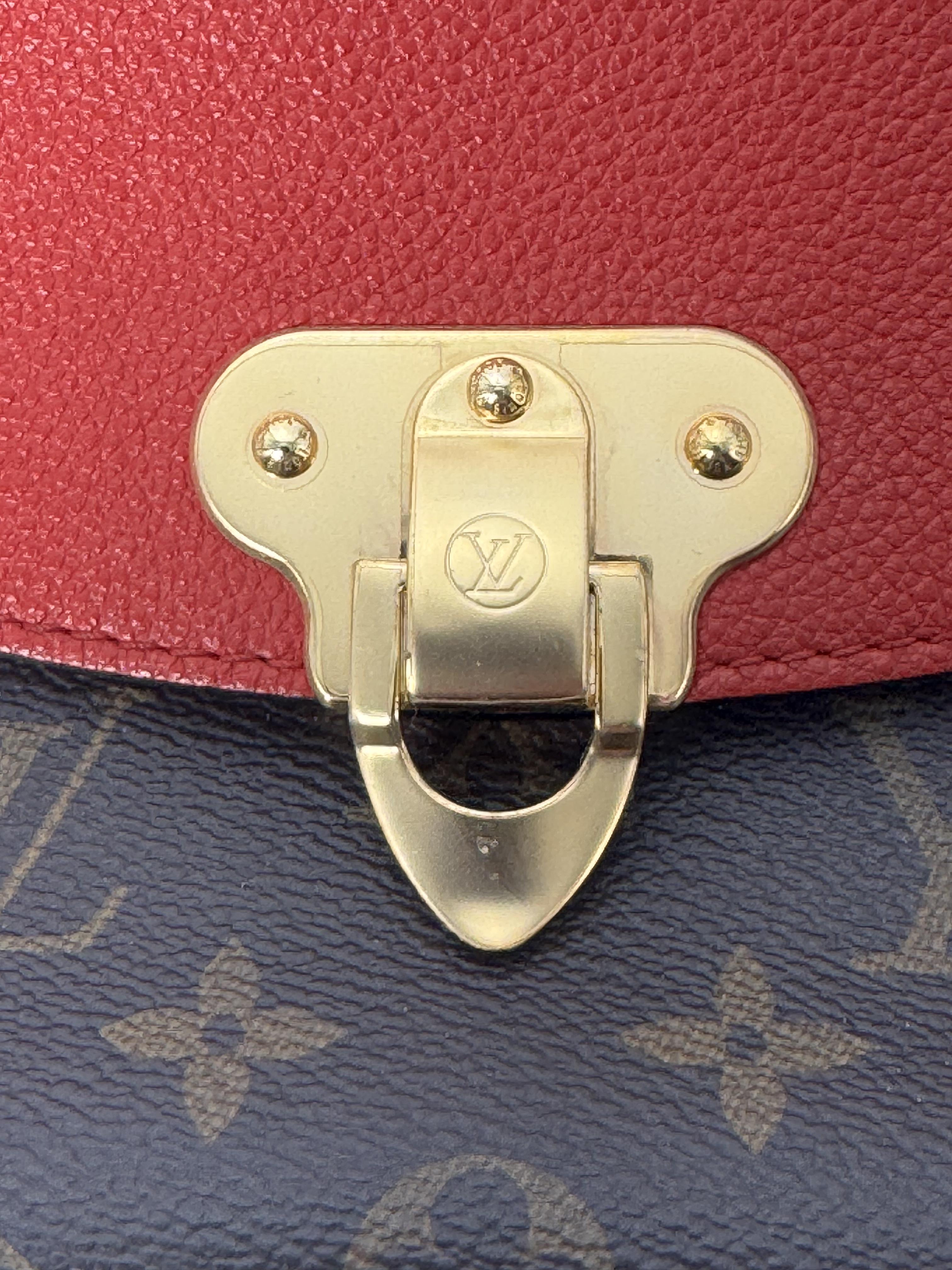 Pre-owned Louis Vuitton leather Crossbody Bags Saint Placide Monogram Canvas and Cerise Red Chain Crossbody Bag ZS005LV