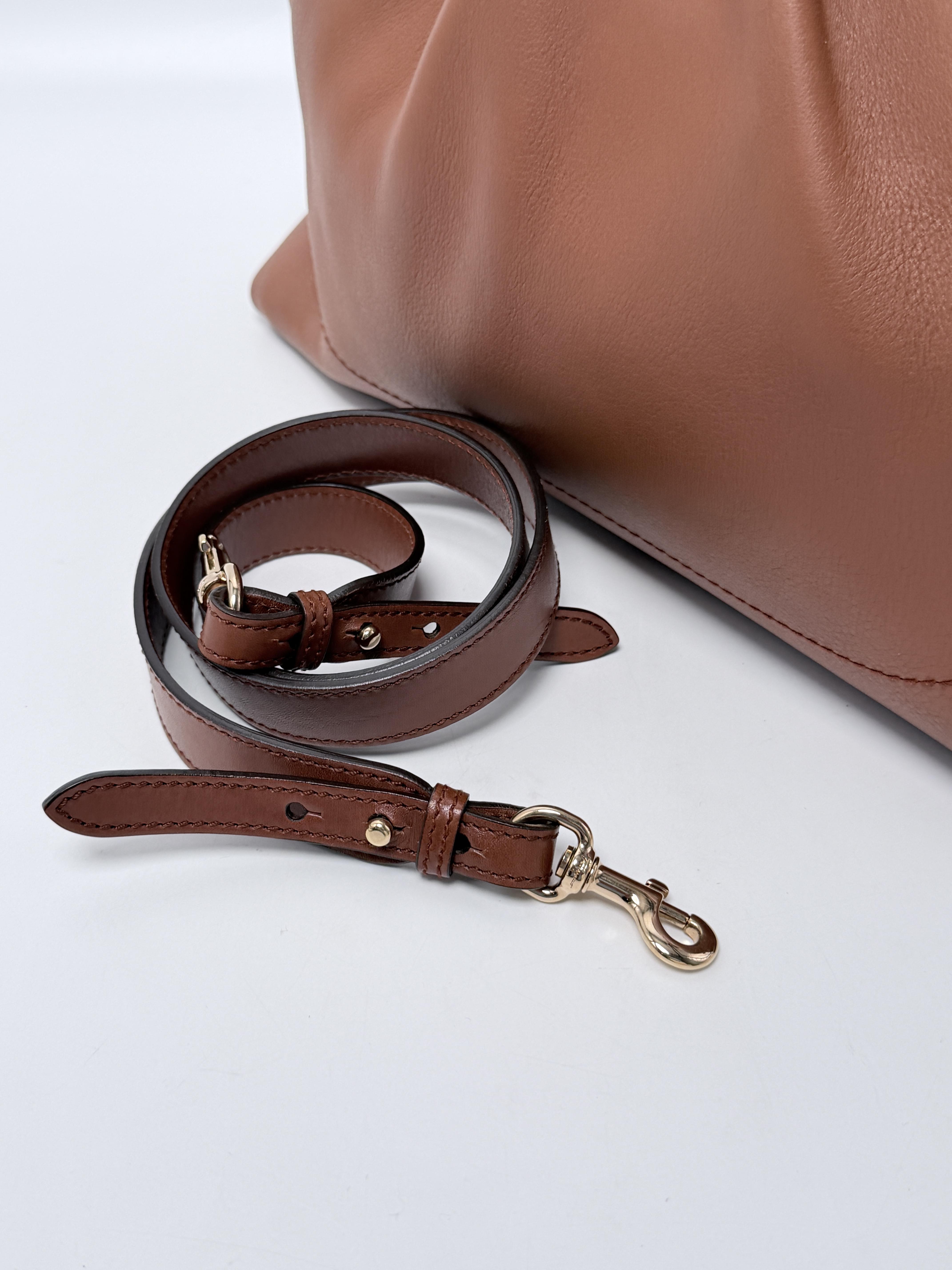 Wanda Brown Tote Bag Gancini Gold Crossbody JP007FG
