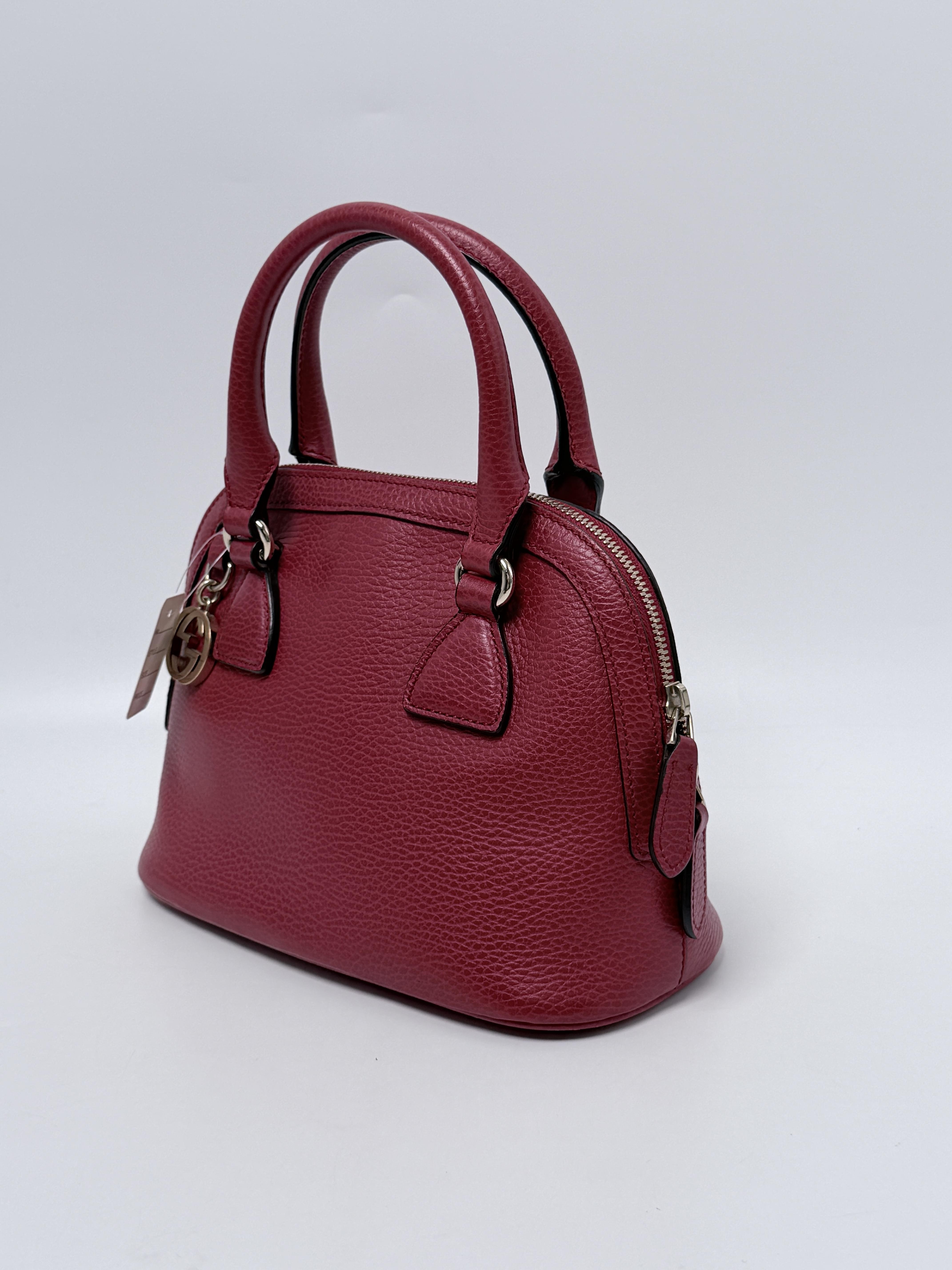 Red Dollar Calfskin Small GG Charm Dome Satchel Bag XU009GG