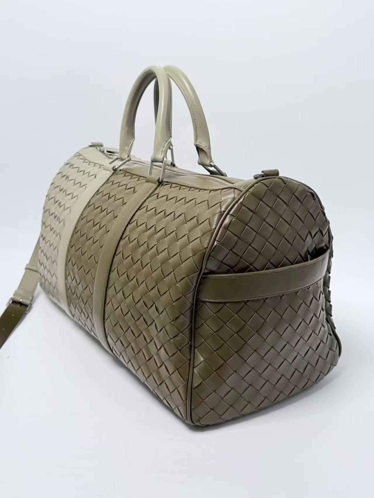 Intrecciato Degradé Cabin Duffle Bag Travertine/Moss Green HB001BV