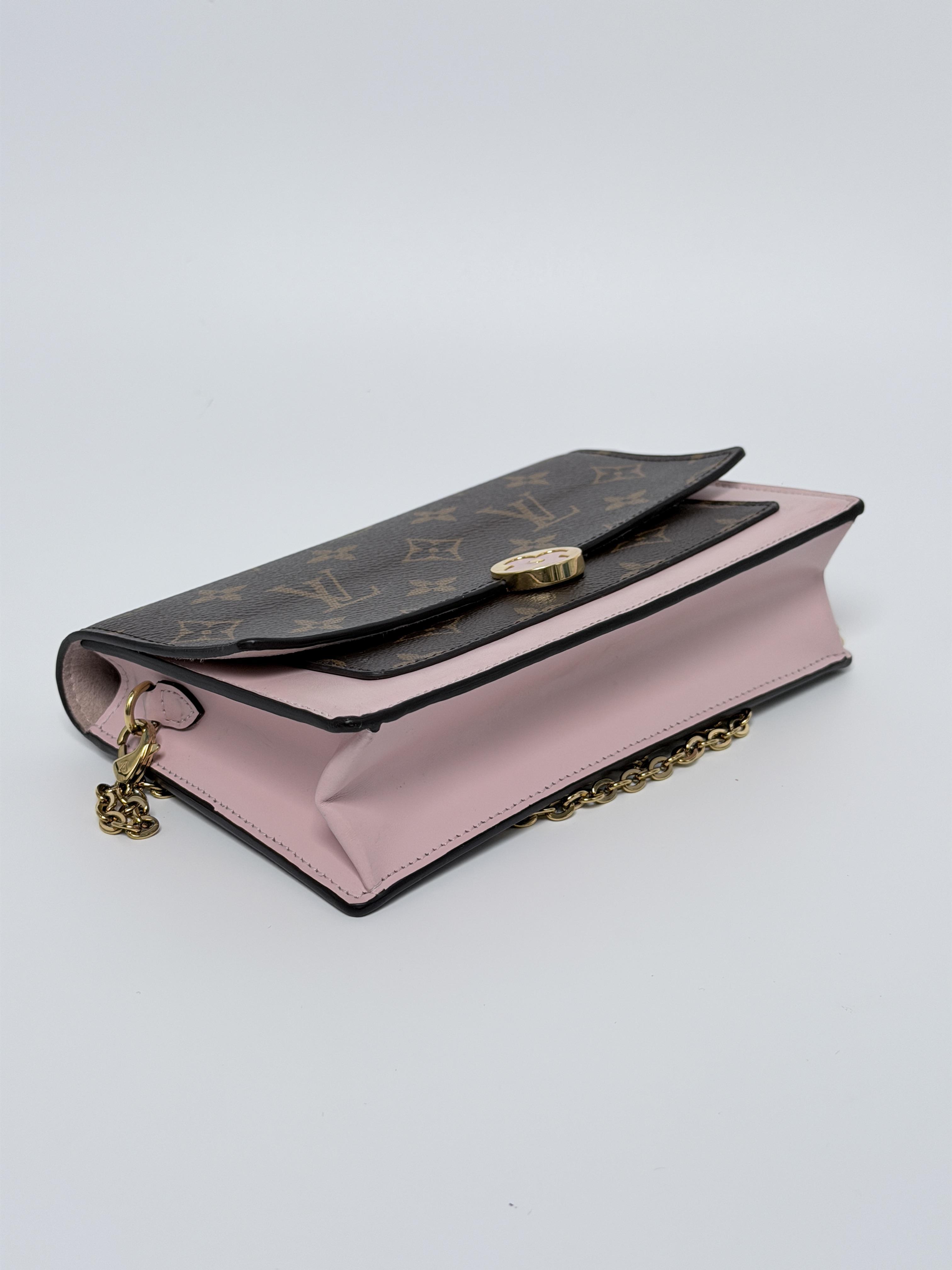 Pre-owned Louis Vuitton Canvas Crossbody Bags Authentic Monogram Flore Chain Wallet Clutch Rose Ballerine Crossbody Handbag P002LV