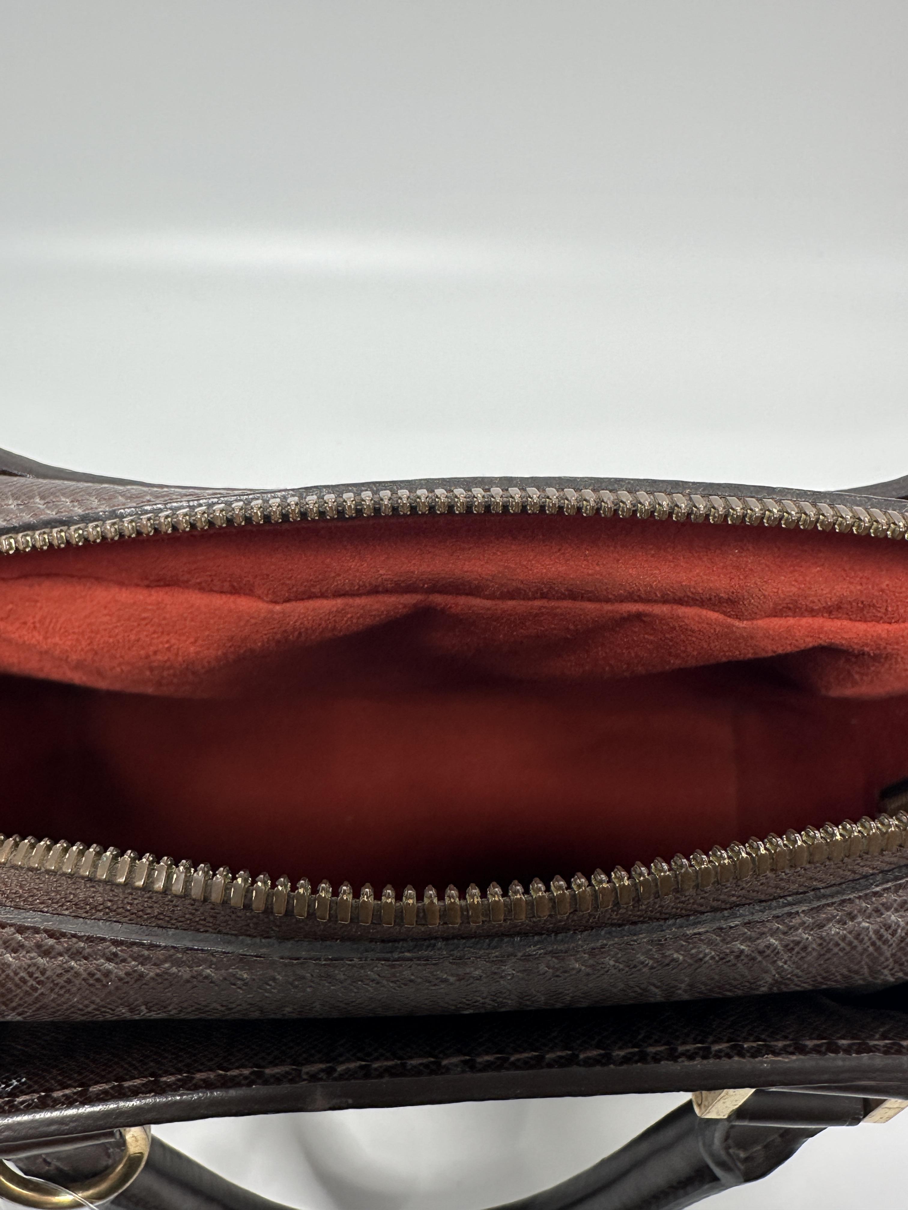 Pre-owned Louis Vuitton Canvas Shoulder Bags Damier Ebene Triana Handle Handbag Doctor Bag Brown JA994LV