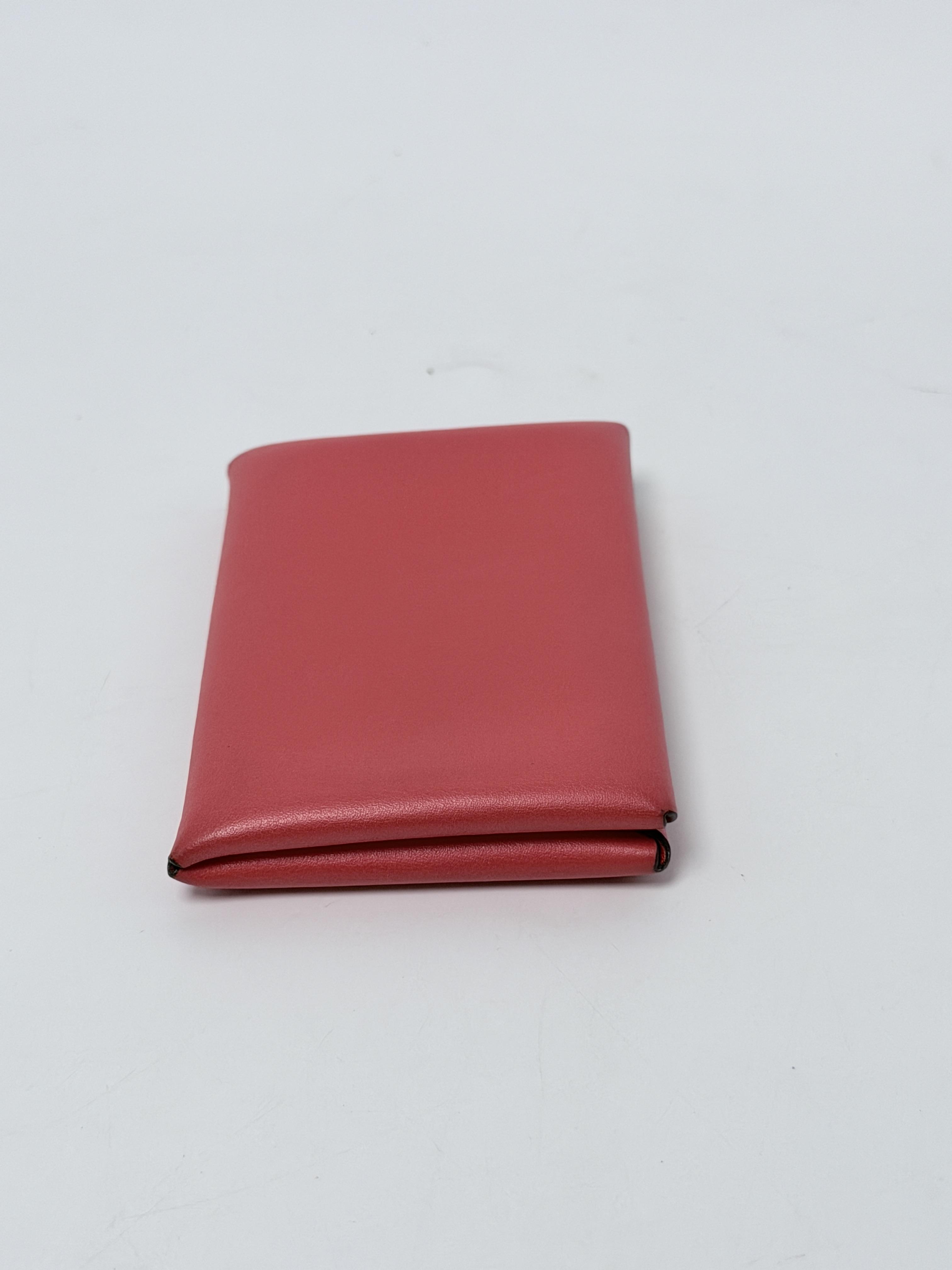 Rose Texas / Feu Orange Mysore Goatskin Calvi Duo Card Holder JE712HH