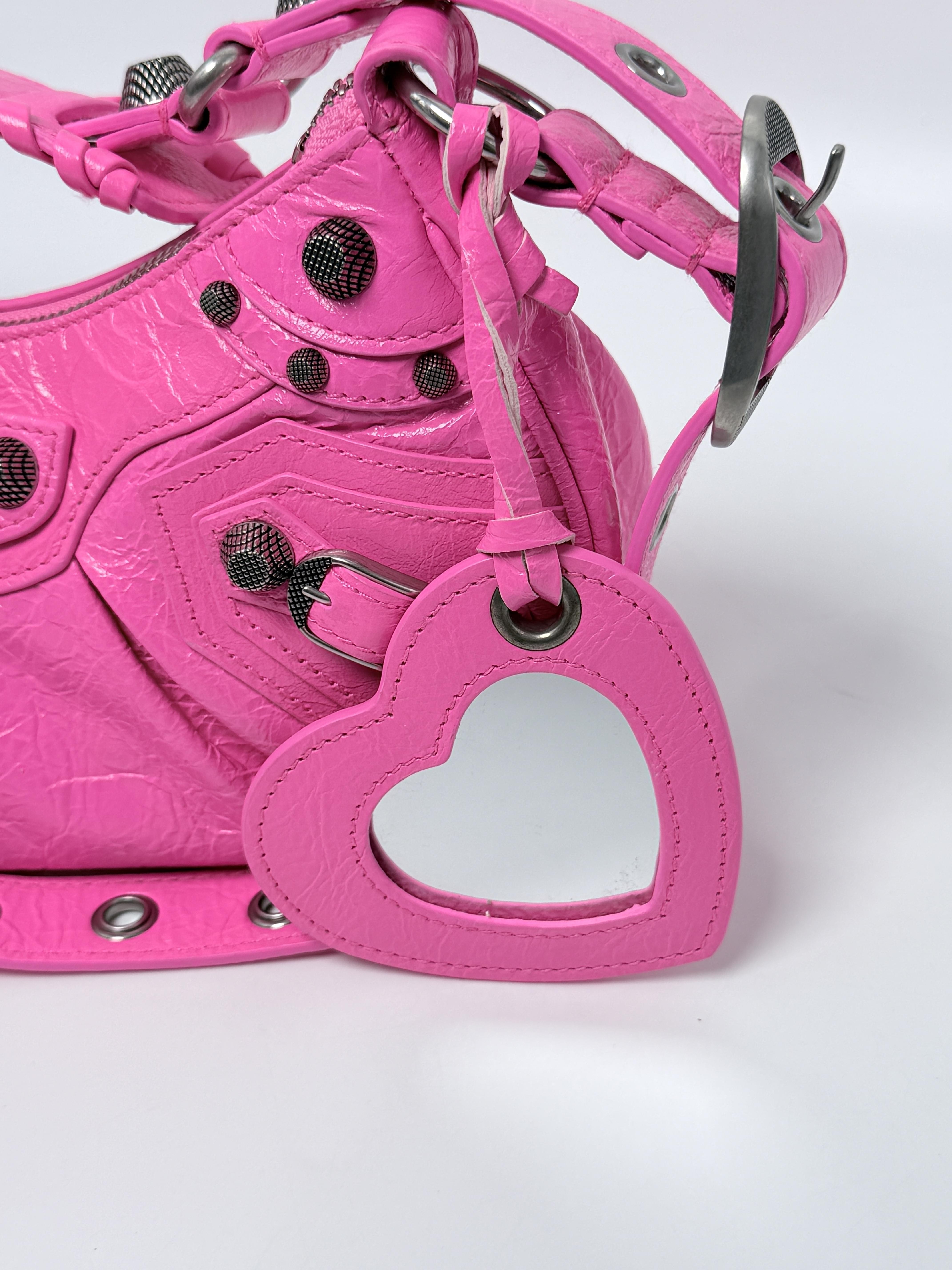 Le Cagole XS Arena Shoulder Bag Bright Pink Silver Hardware FJ004BB