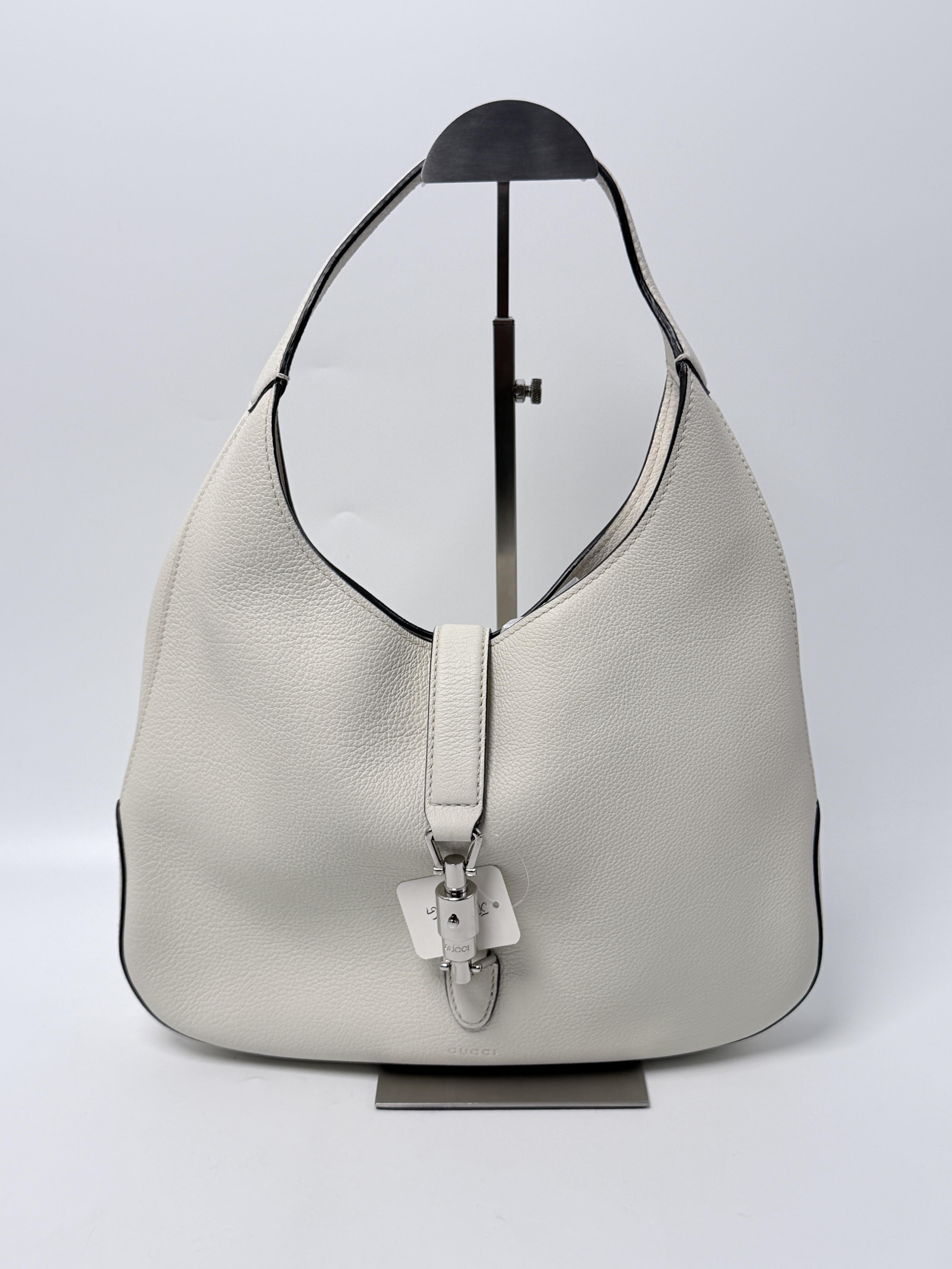 Piston Lock Soft Jackie Large Pebbled Hobo Pouch Off White JP016GG