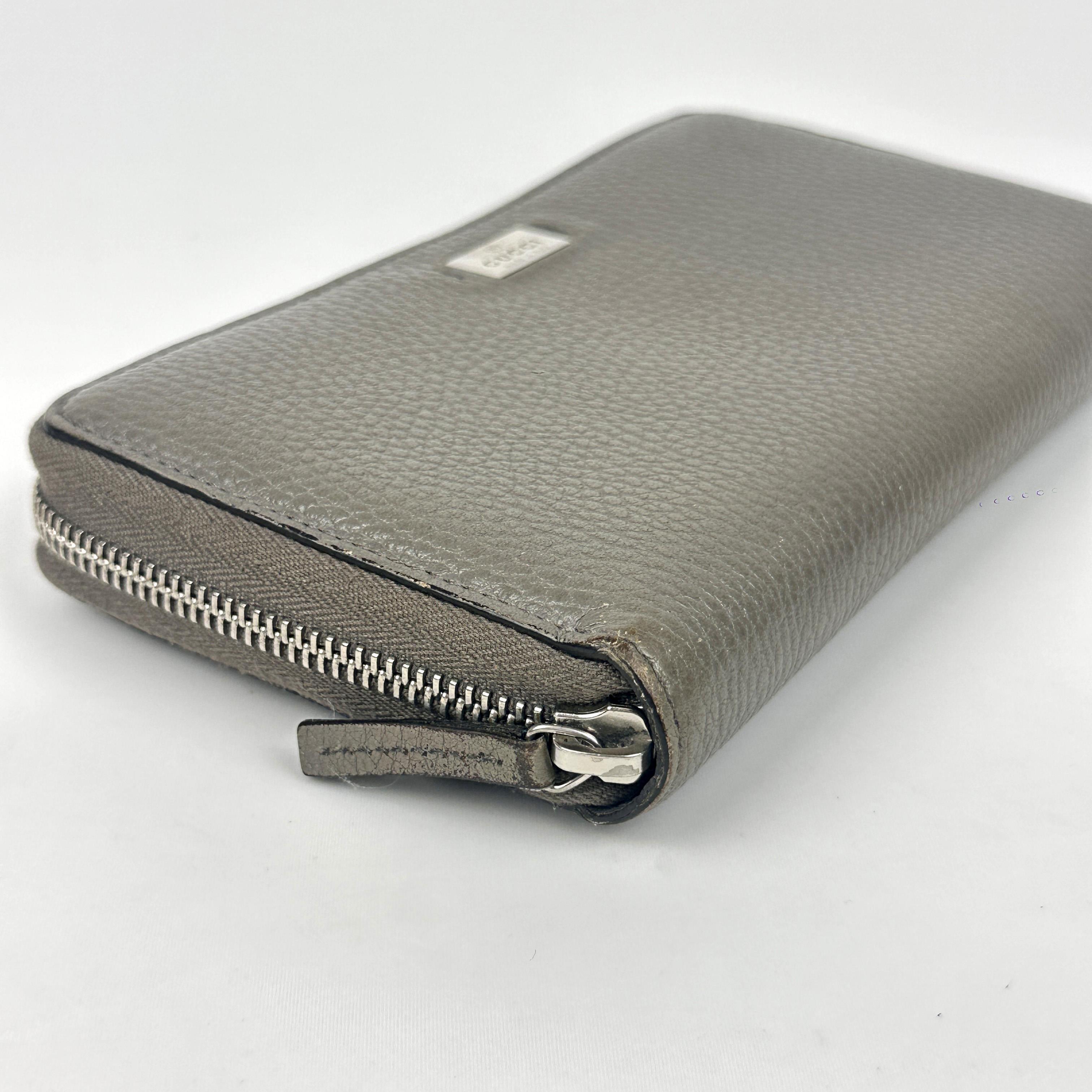Pre-owned GUCCI cow leather Mini Bags Anthracite Grey Long Zip around Wallet Sku：SH05