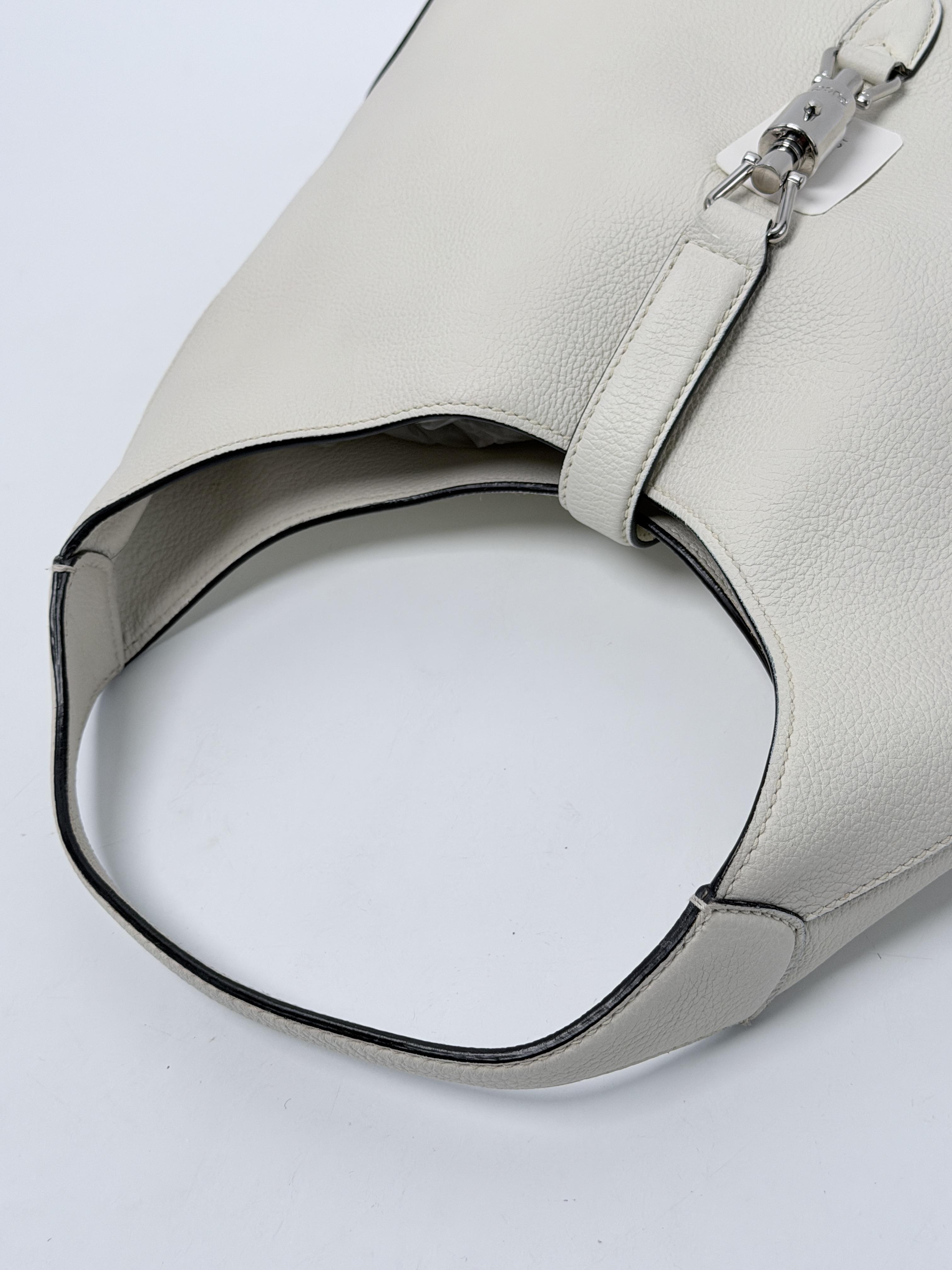 Piston Lock Soft Jackie Large Pebbled Hobo Pouch Off White JP016GG