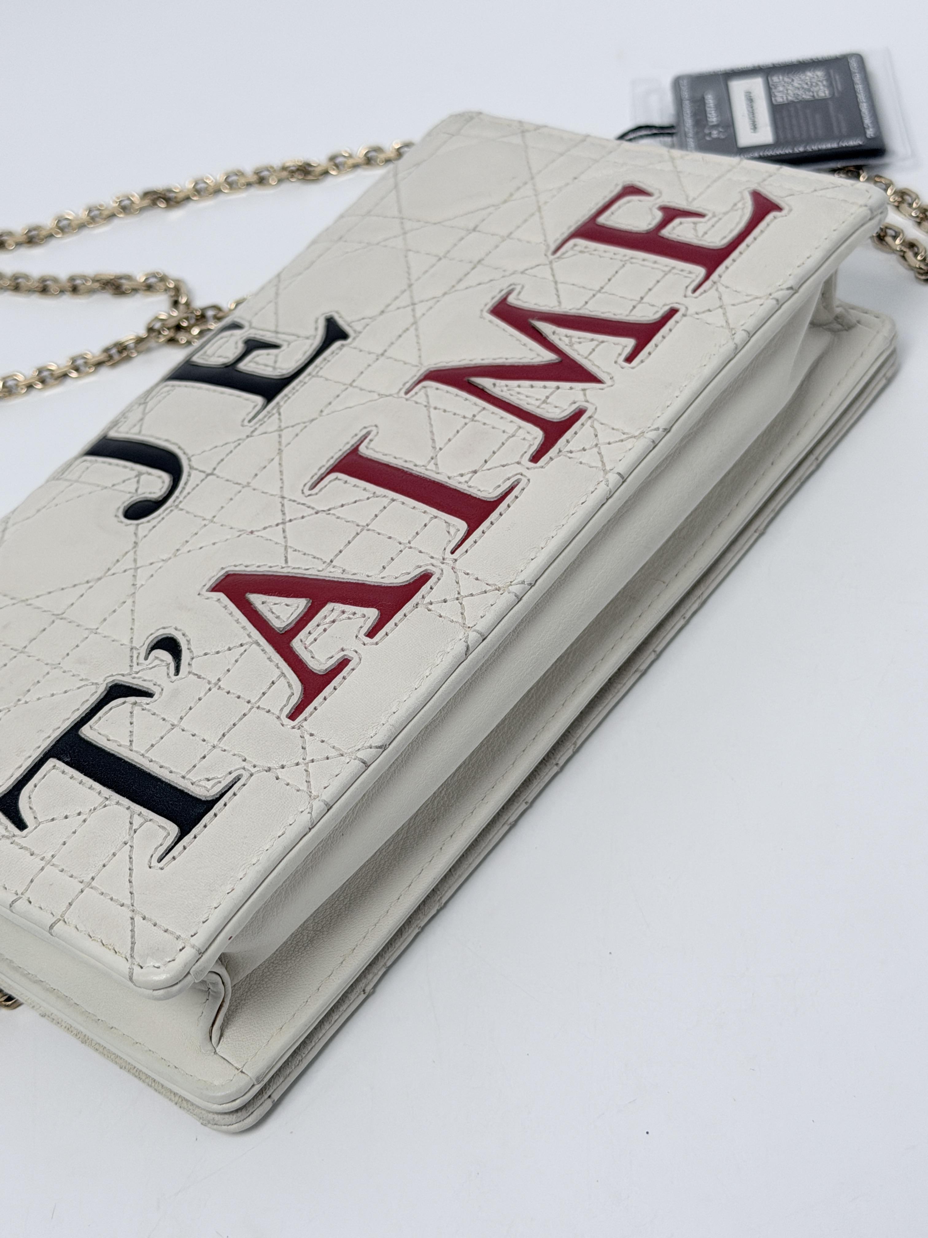 Christian Dioramour Lady Clutch on Chain White Heart WOC JD1054DR
