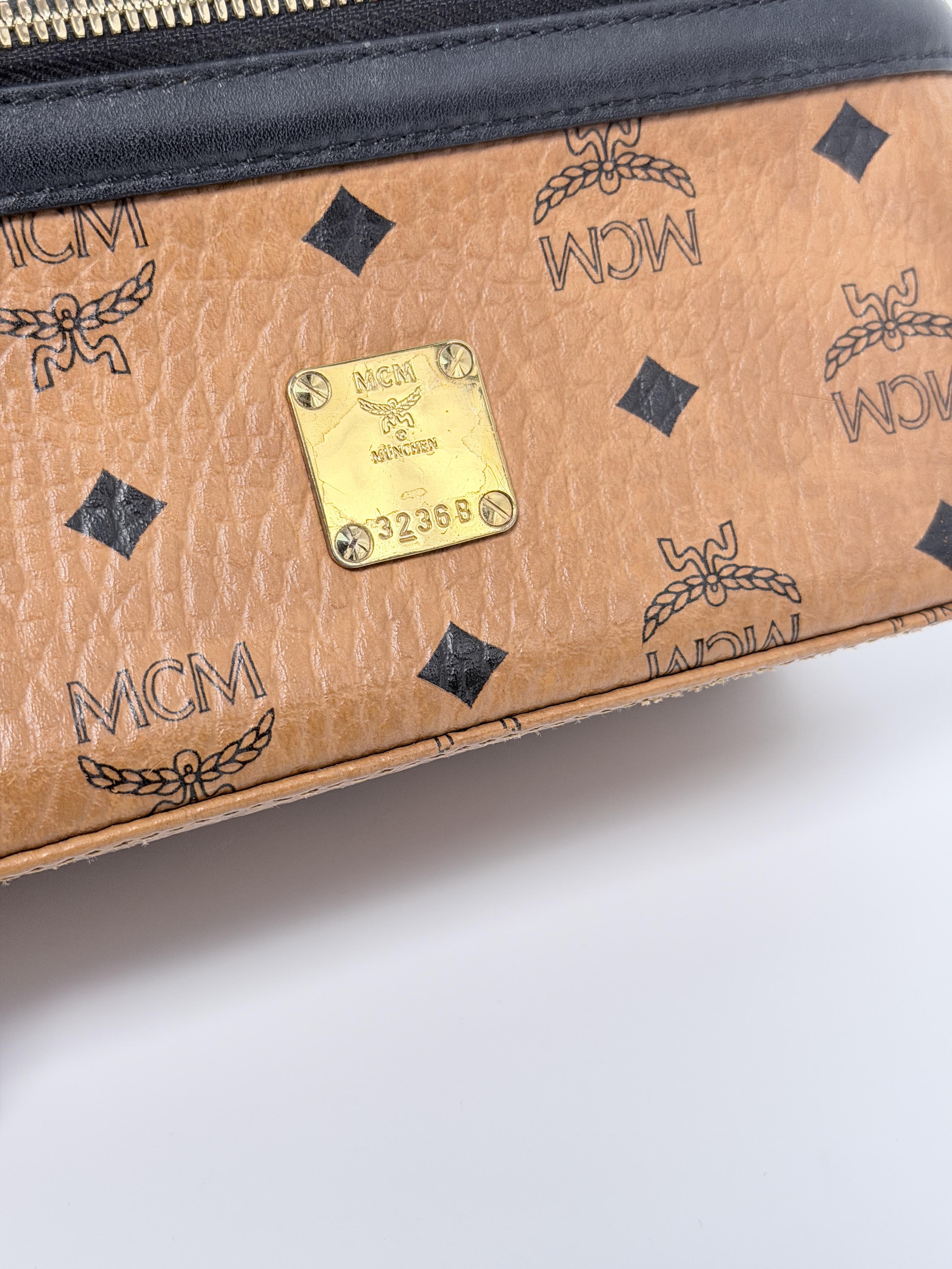 Pre-owned MCM Canvas Crossbody Bags authentic Visetos Vanity Case Crossbody Bag JD023MCM