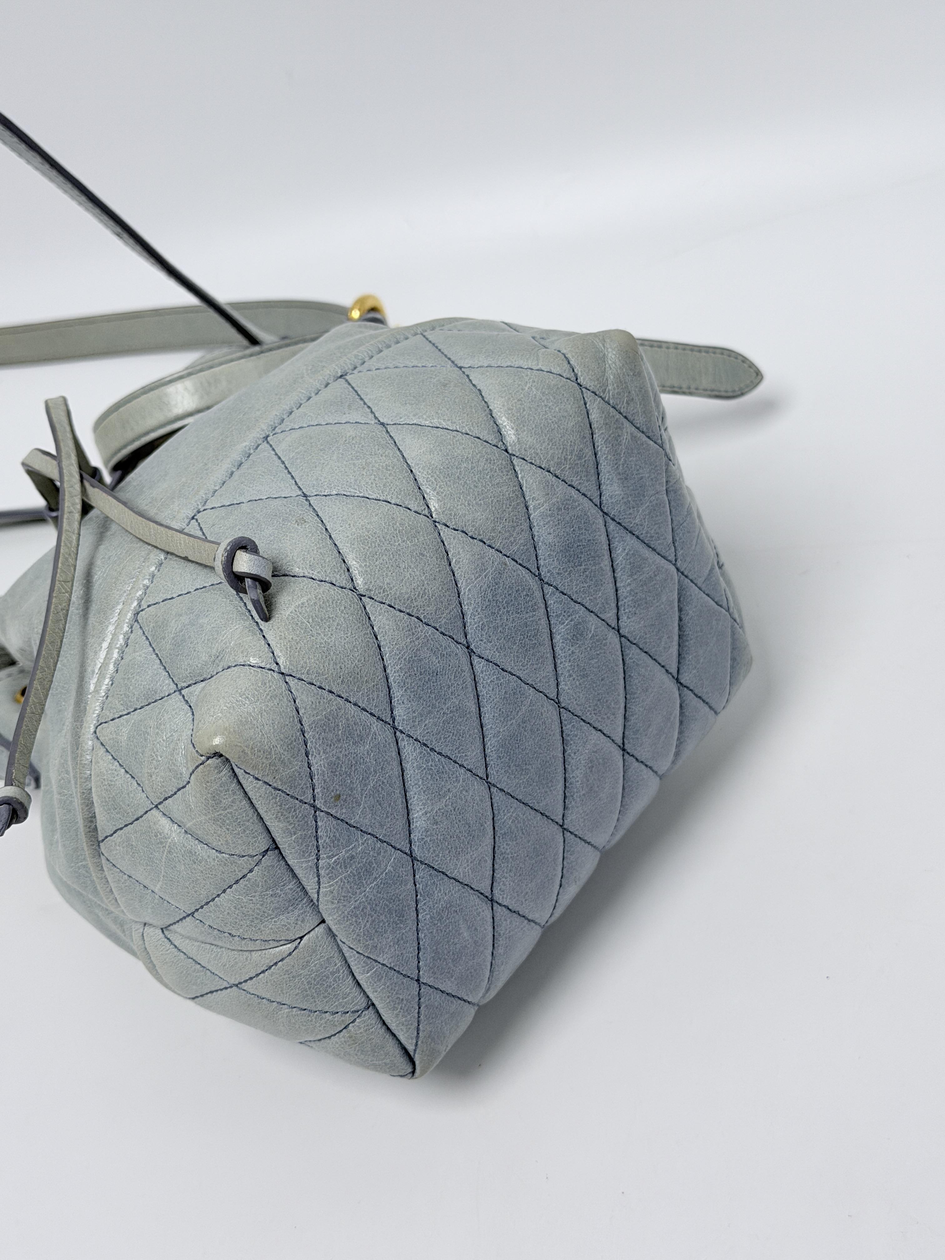 Quilted Drawstring Bucket Bag Grey Crossbody JD1331MM