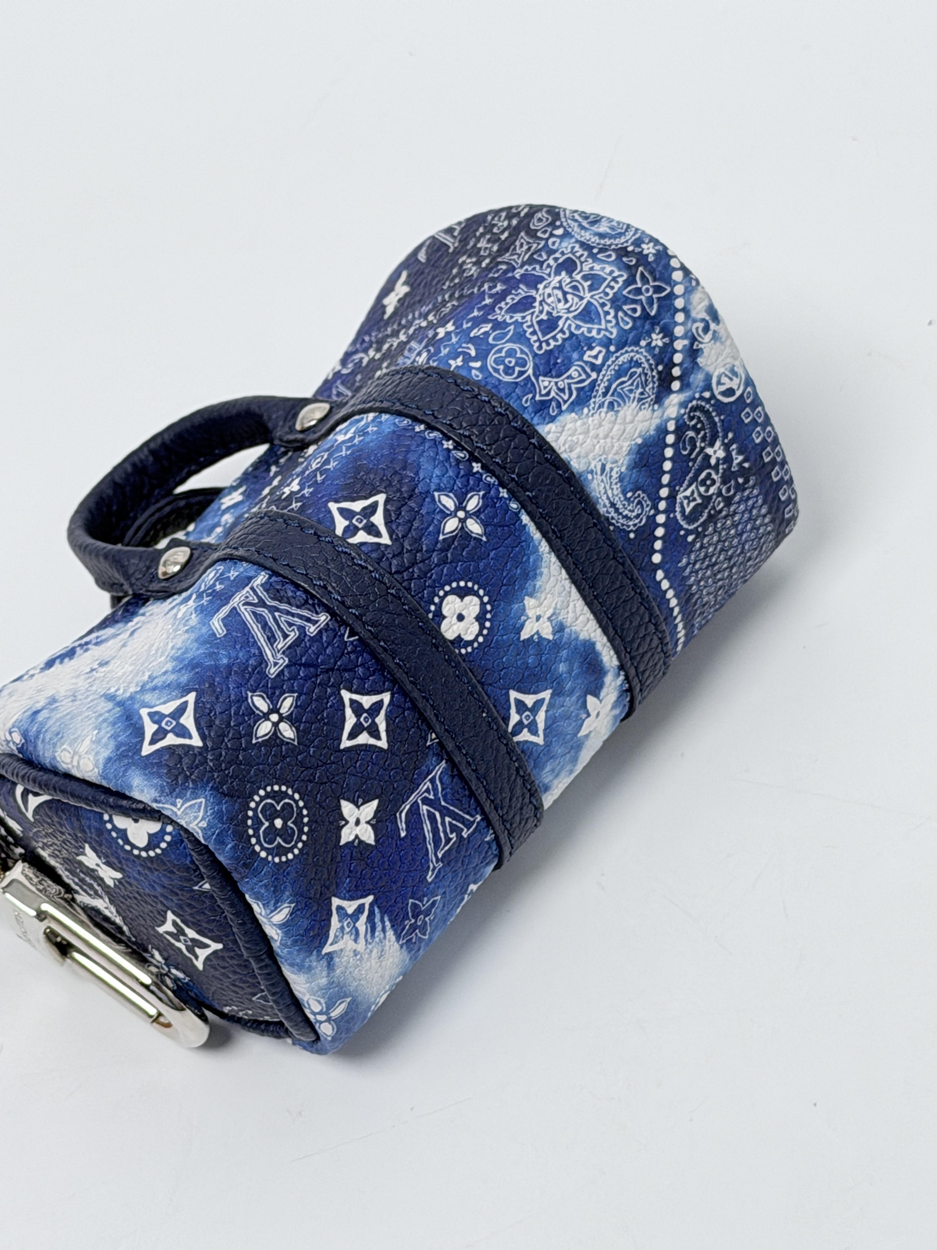 Monogram Bandana Mini Keepall Bag Charm Pouch Blue JP013LV